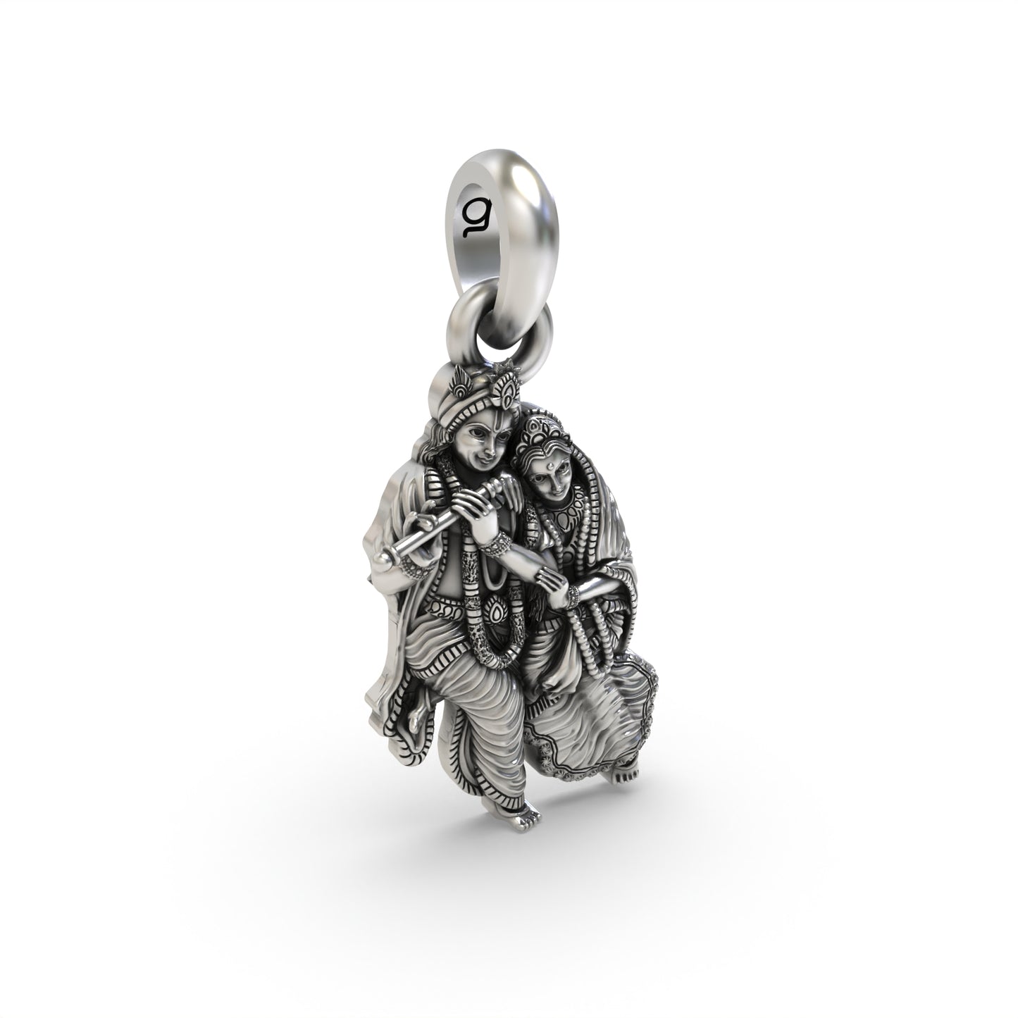 Silver Radha Krishna Pendant