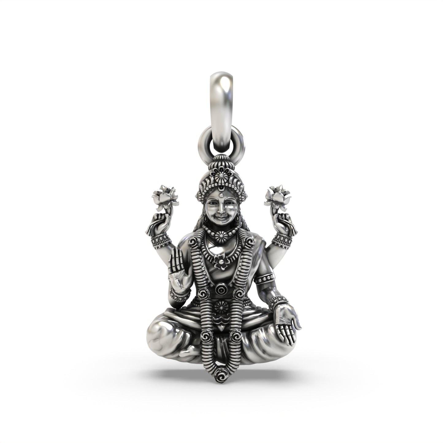 Sterling Silver Lakshmi Pendant - Invoking Prosperity and Blessings