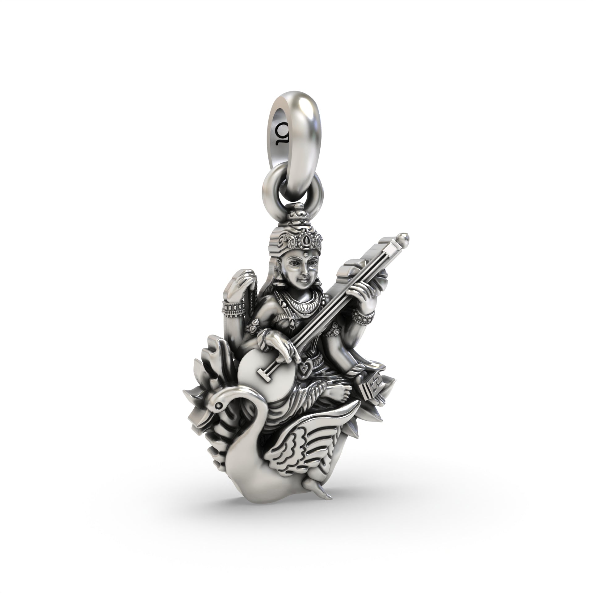 Sterling Silver Saraswati Maa Pendant