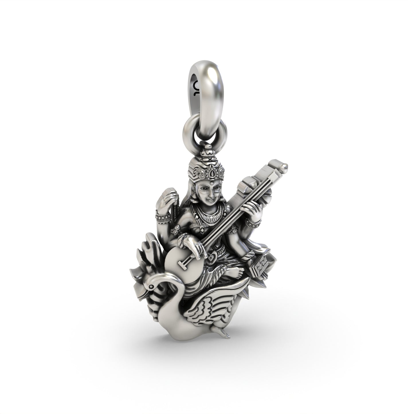 Sterling Silver Saraswati Maa Pendant