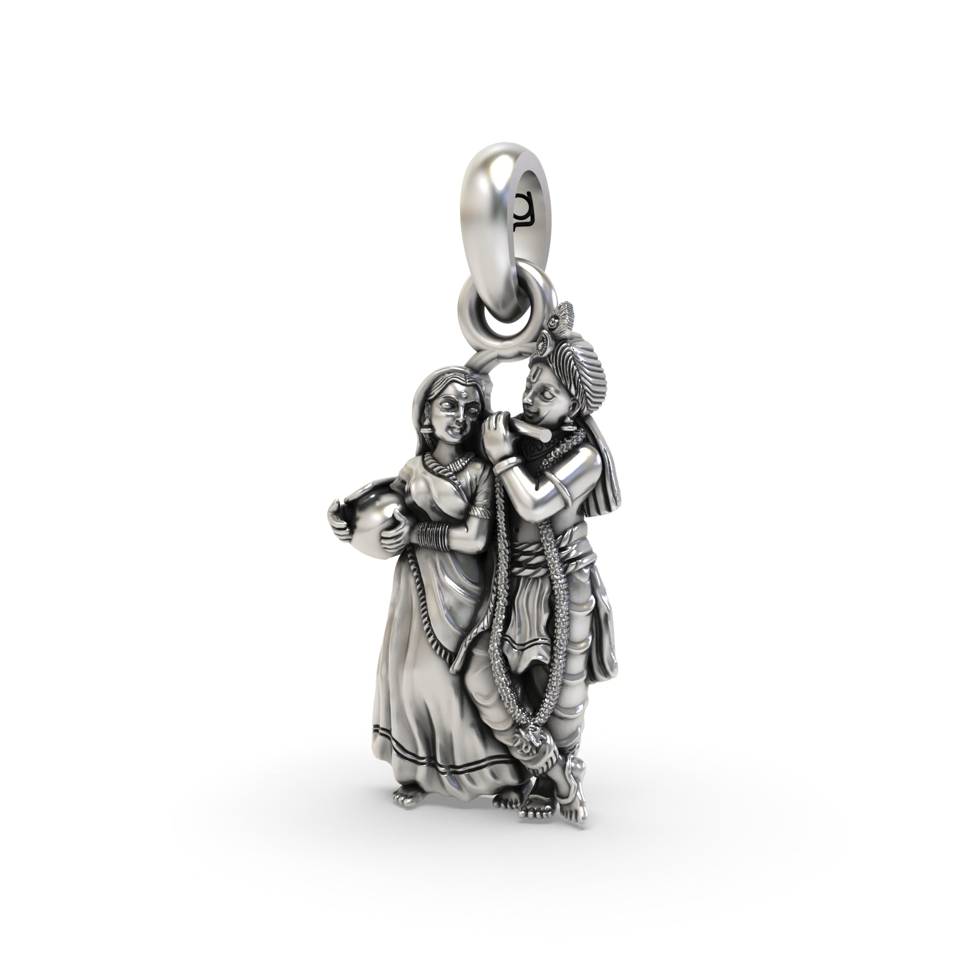 Exquisite Radha Krishna Silver Pendant