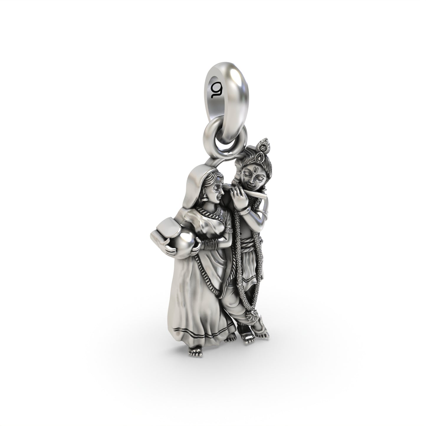 Exquisite Radha Krishna Silver Pendant