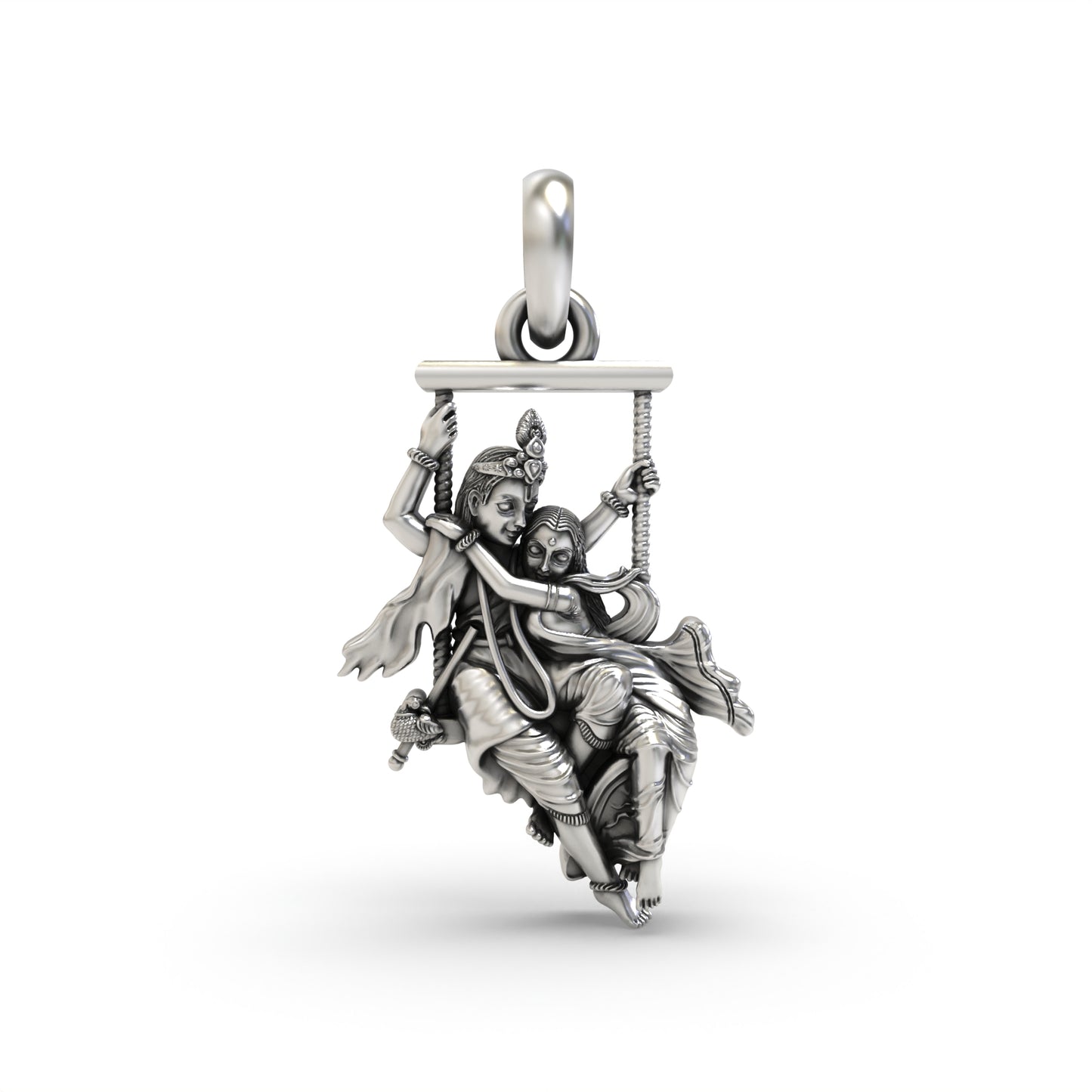 Radha krishna on a swing Silver pendant