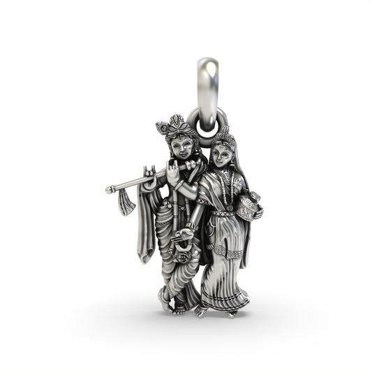 Radha Krishna Silver Pendant - Unveil Divine Elegance