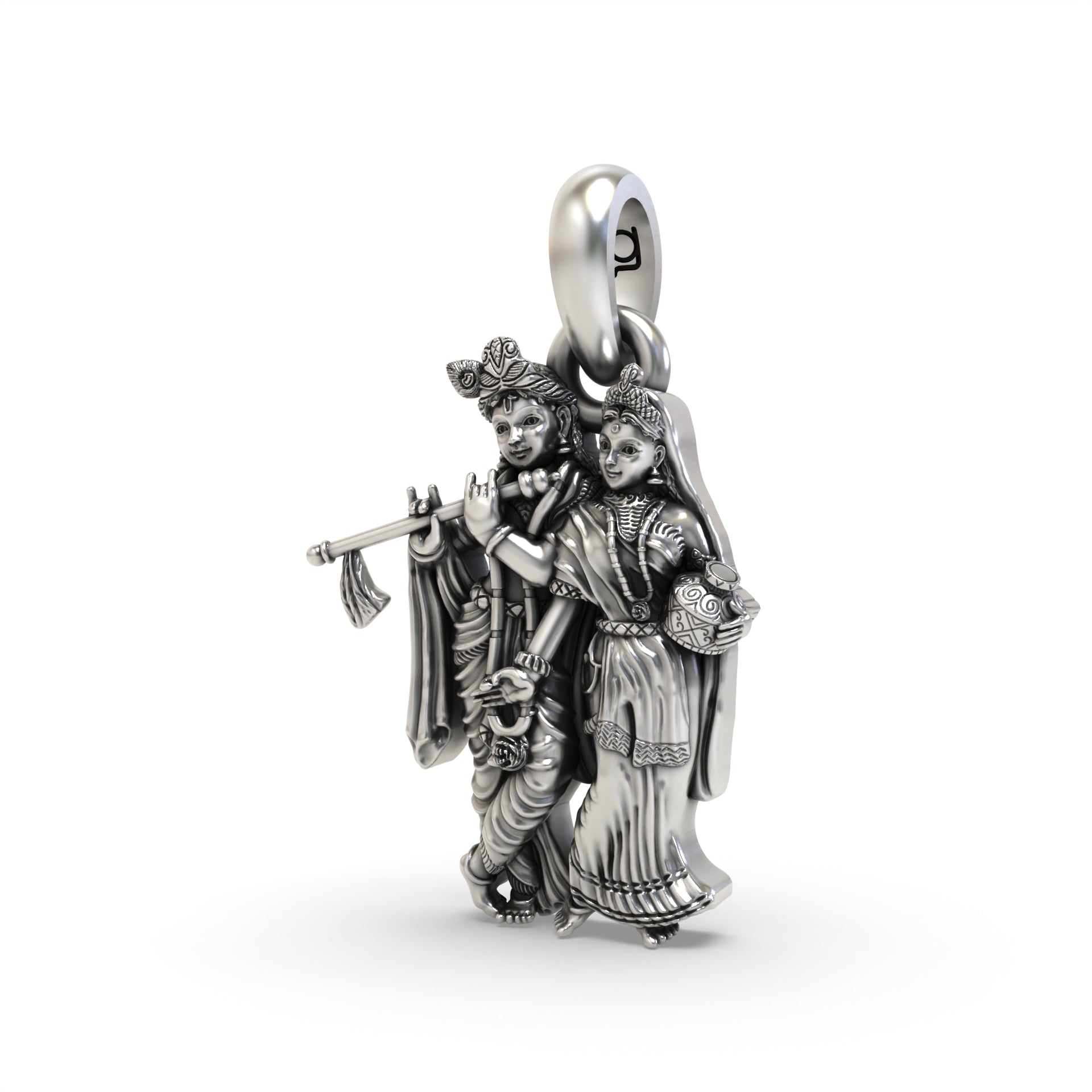 Radha Krishna Silver Pendant - Unveil Divine Elegance