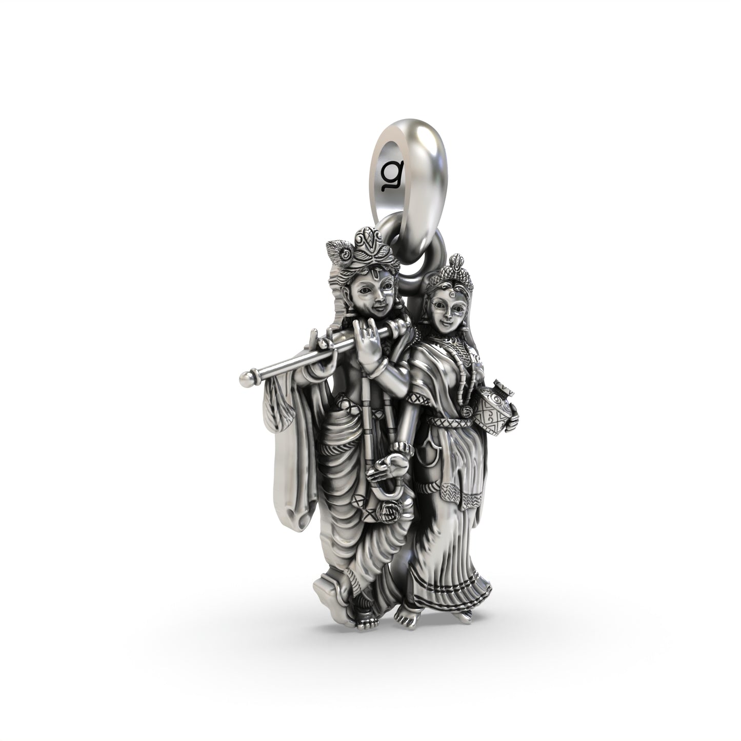 Radha Krishna Silver Pendant - Unveil Divine Elegance