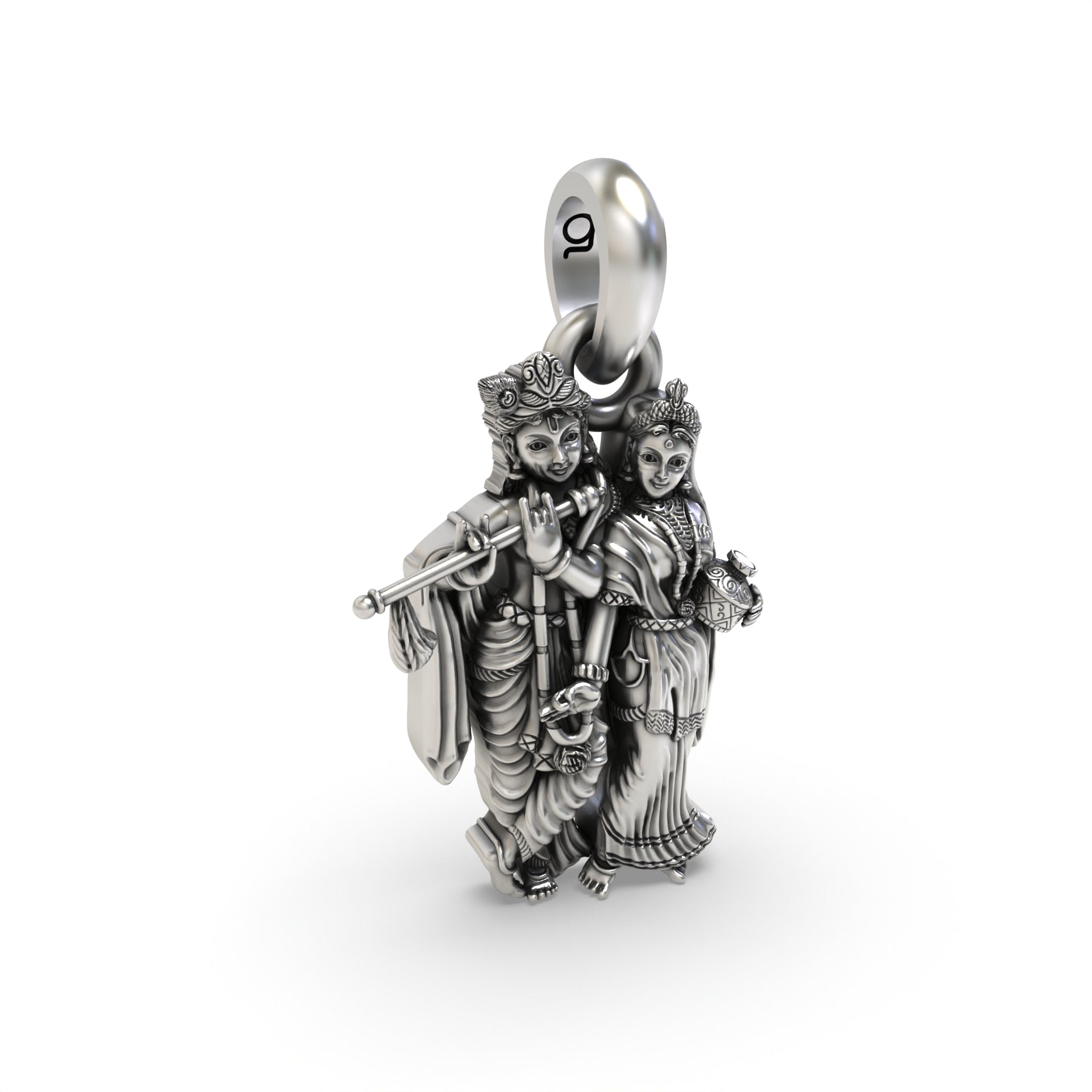 Radha Krishna Silver Pendant - Unveil Divine Elegance