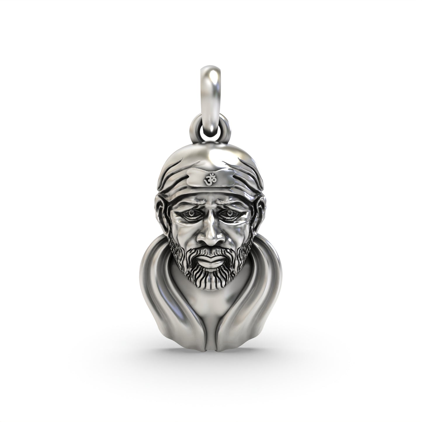 Silver Sai Baba Face Pendant