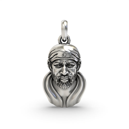 Silver Sai Baba Face Pendant