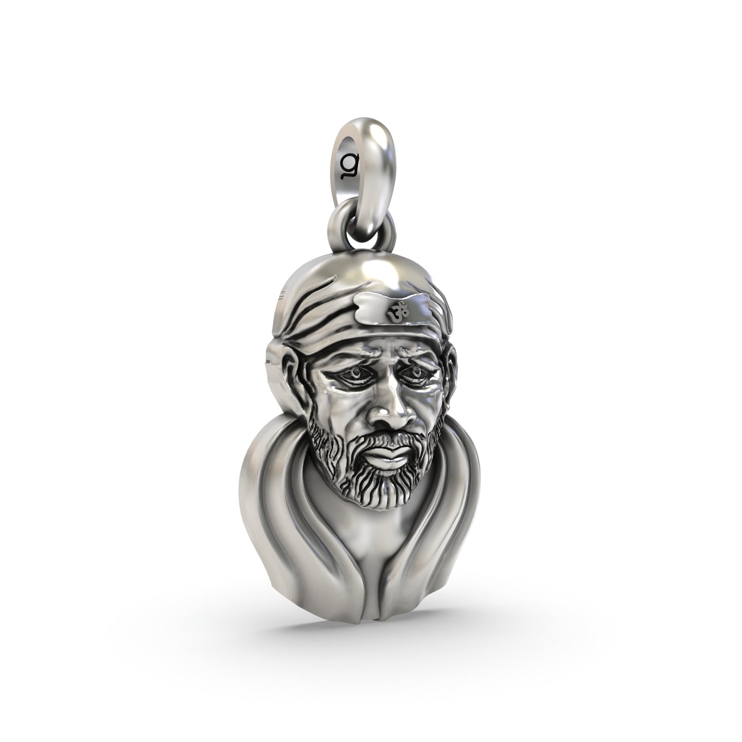 Silver Sai Baba Face Pendant