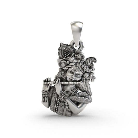 Silver Hare Krishna Pendant