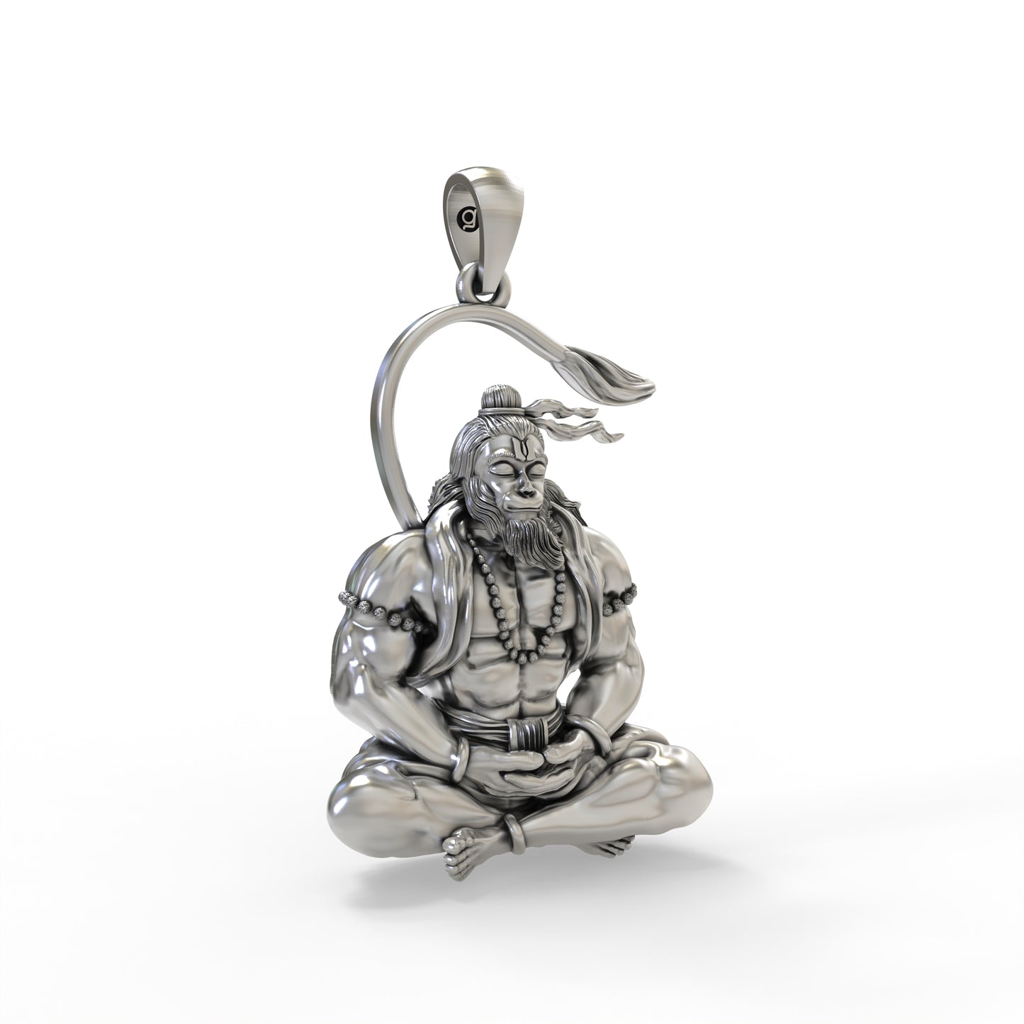 925 Silver Hanuman Meditation Pendant