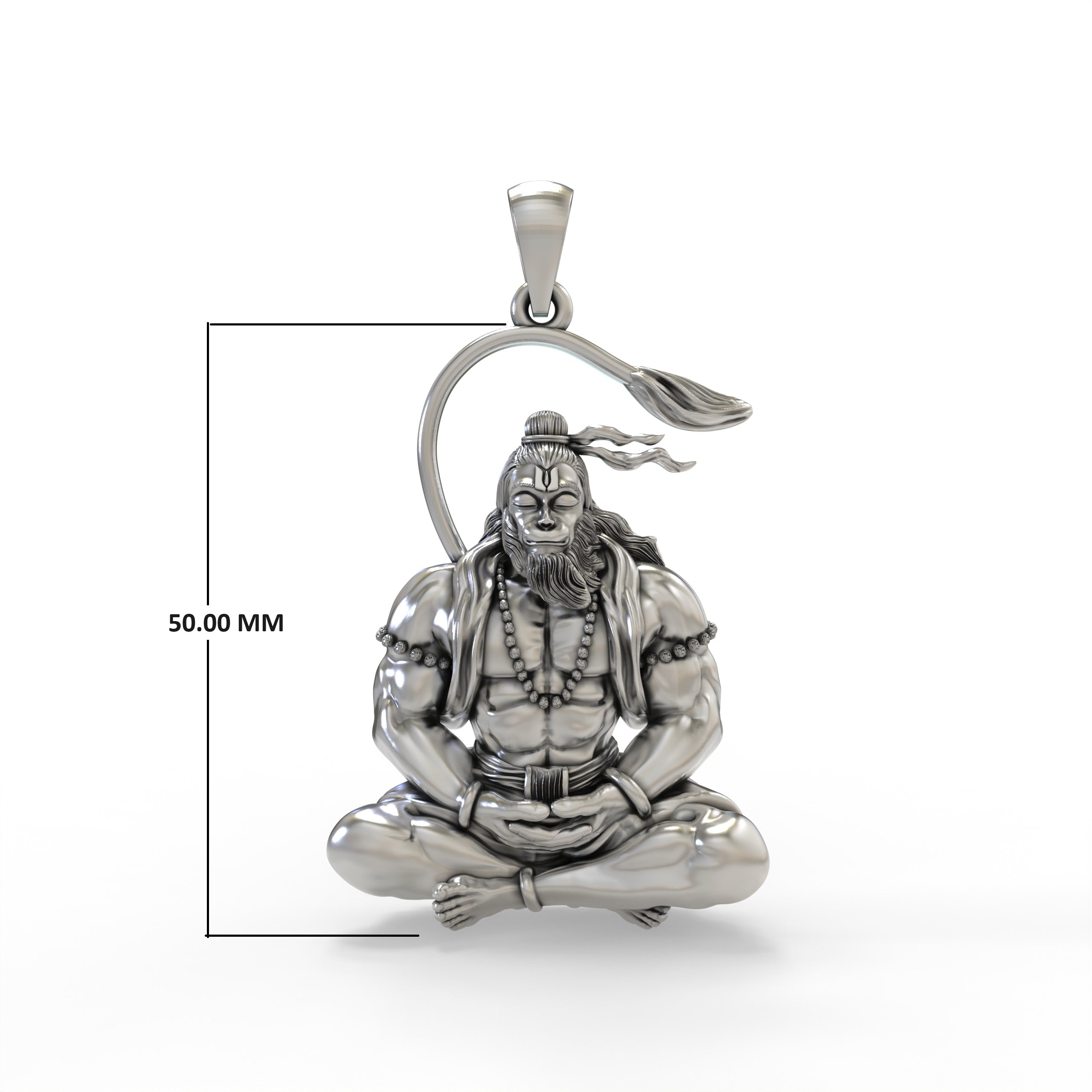 925 Silver Hanuman Meditation Pendant