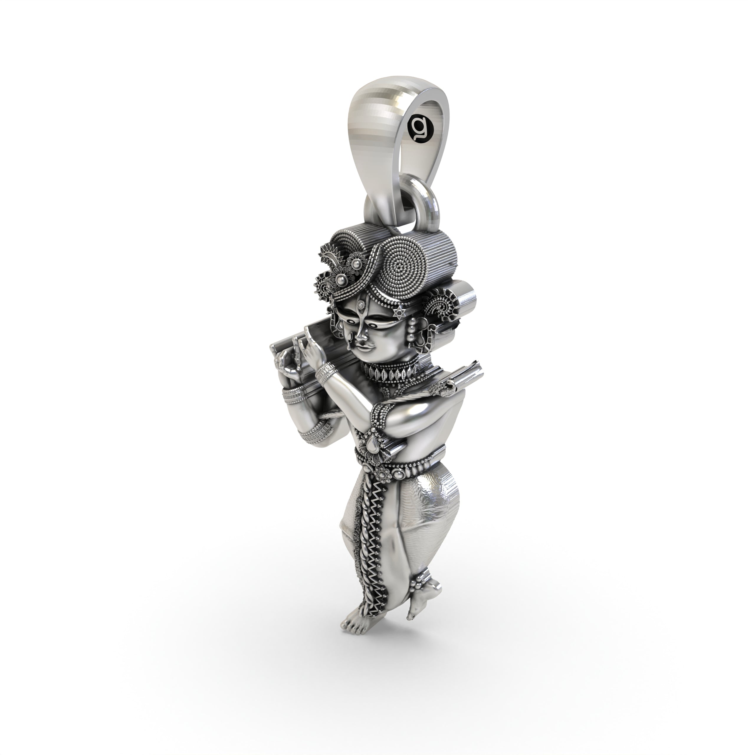 925 Oxidised Silver Radha Raman Pendant | Antique Krishna Vishnu Locket