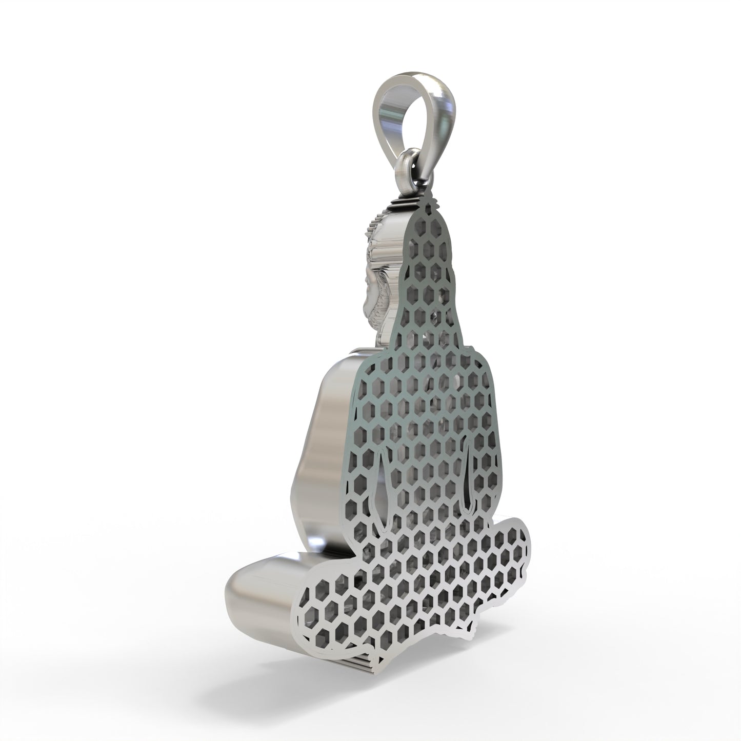 Silver Moraribapu Meditating Hanumanji Pendant