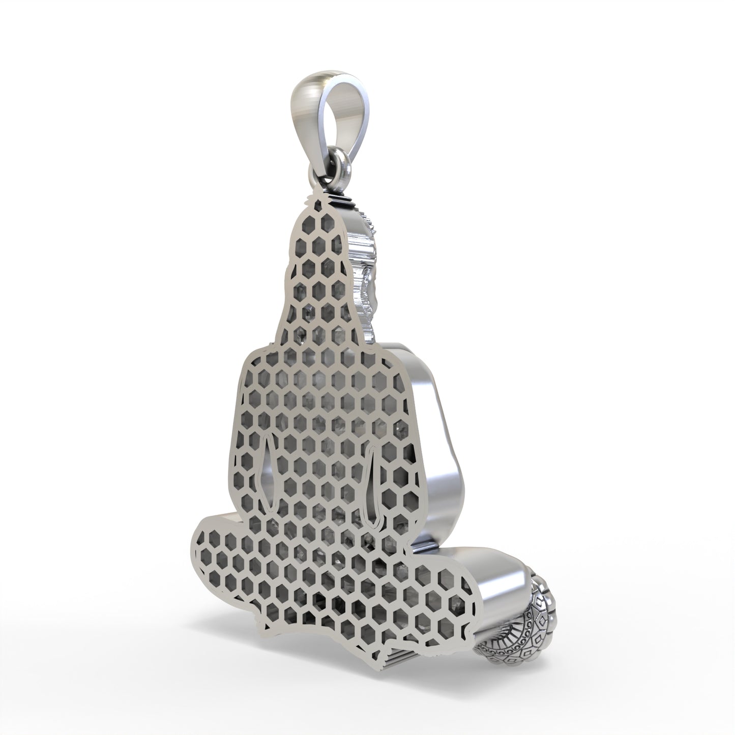 Silver Moraribapu Meditating Hanumanji Pendant