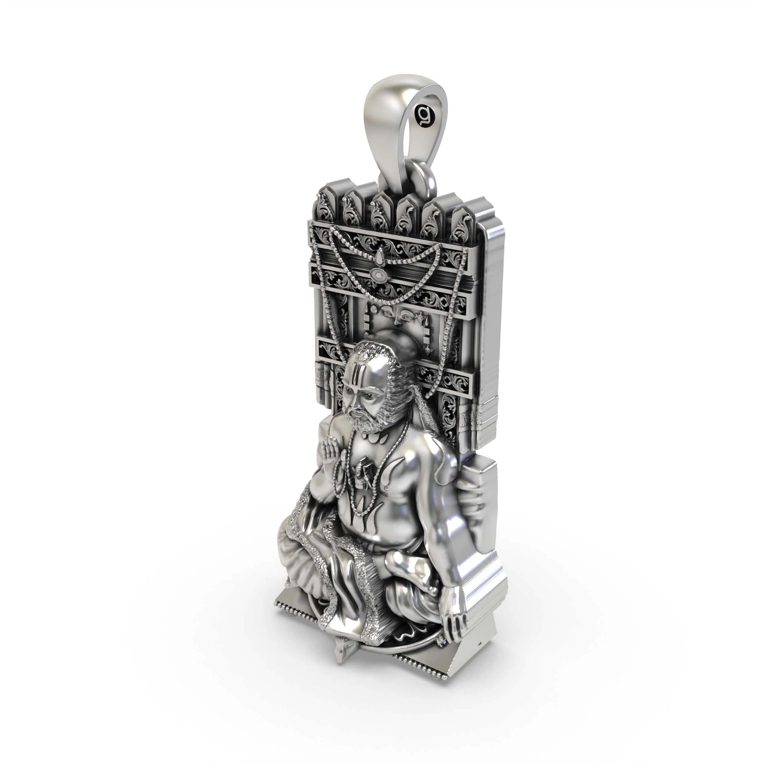 925 Oxidised Silver Raghavendra Tirtha Pendant | Antique Finish Spiritual Guru Locket