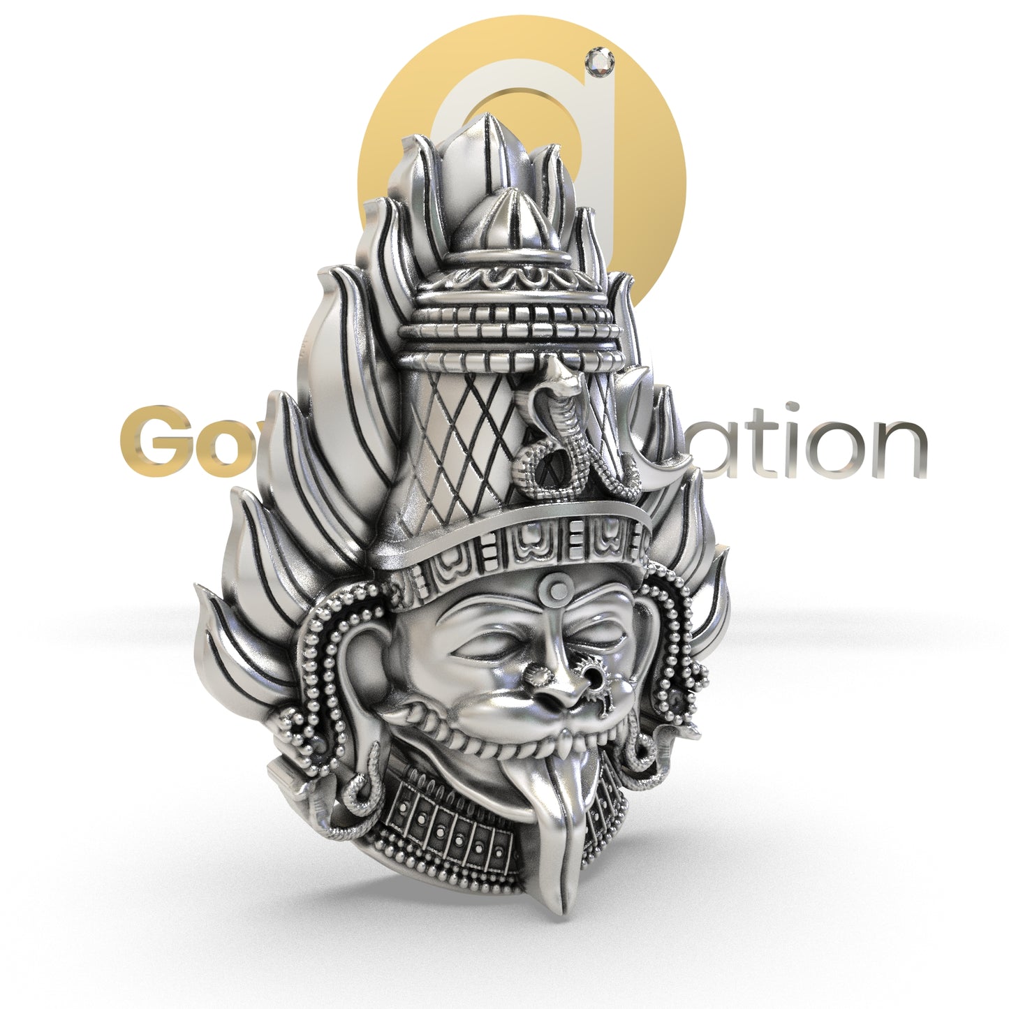 925 Silver Pratyangira Devi Face Pendant