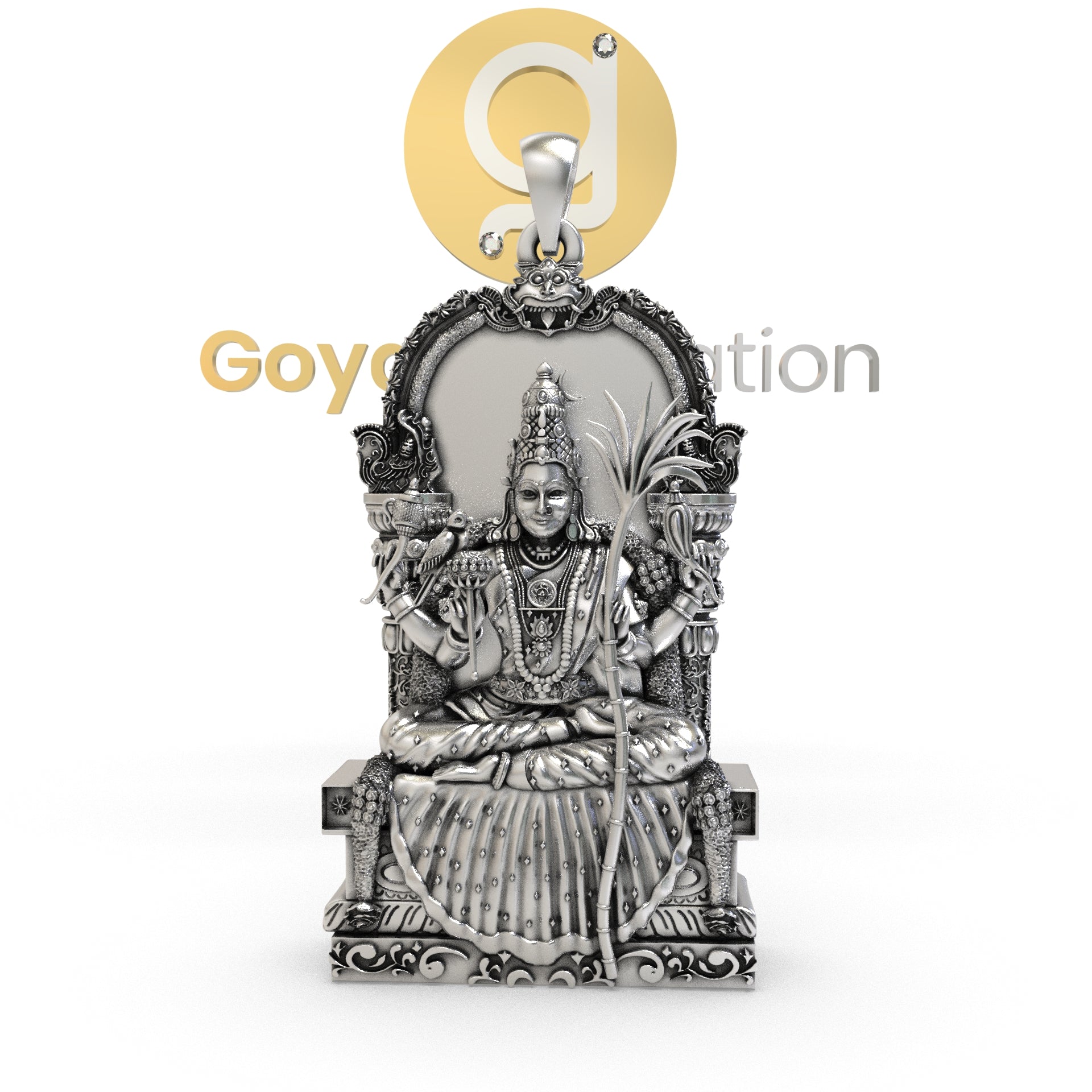 925 Silver Kamatchi Amman Pendant