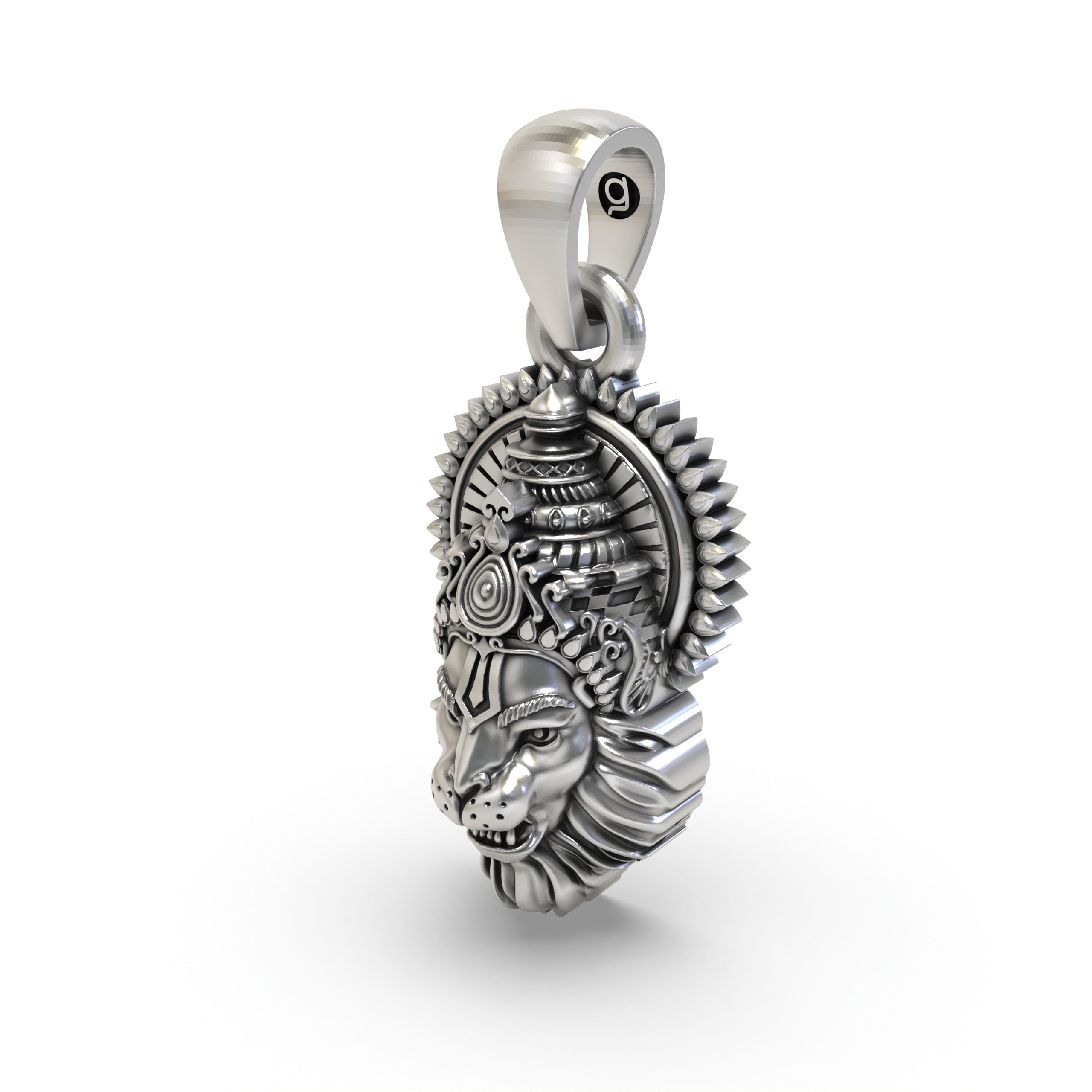 925 Silver Narasimha Face Pendant | Oxidised Antique Finish