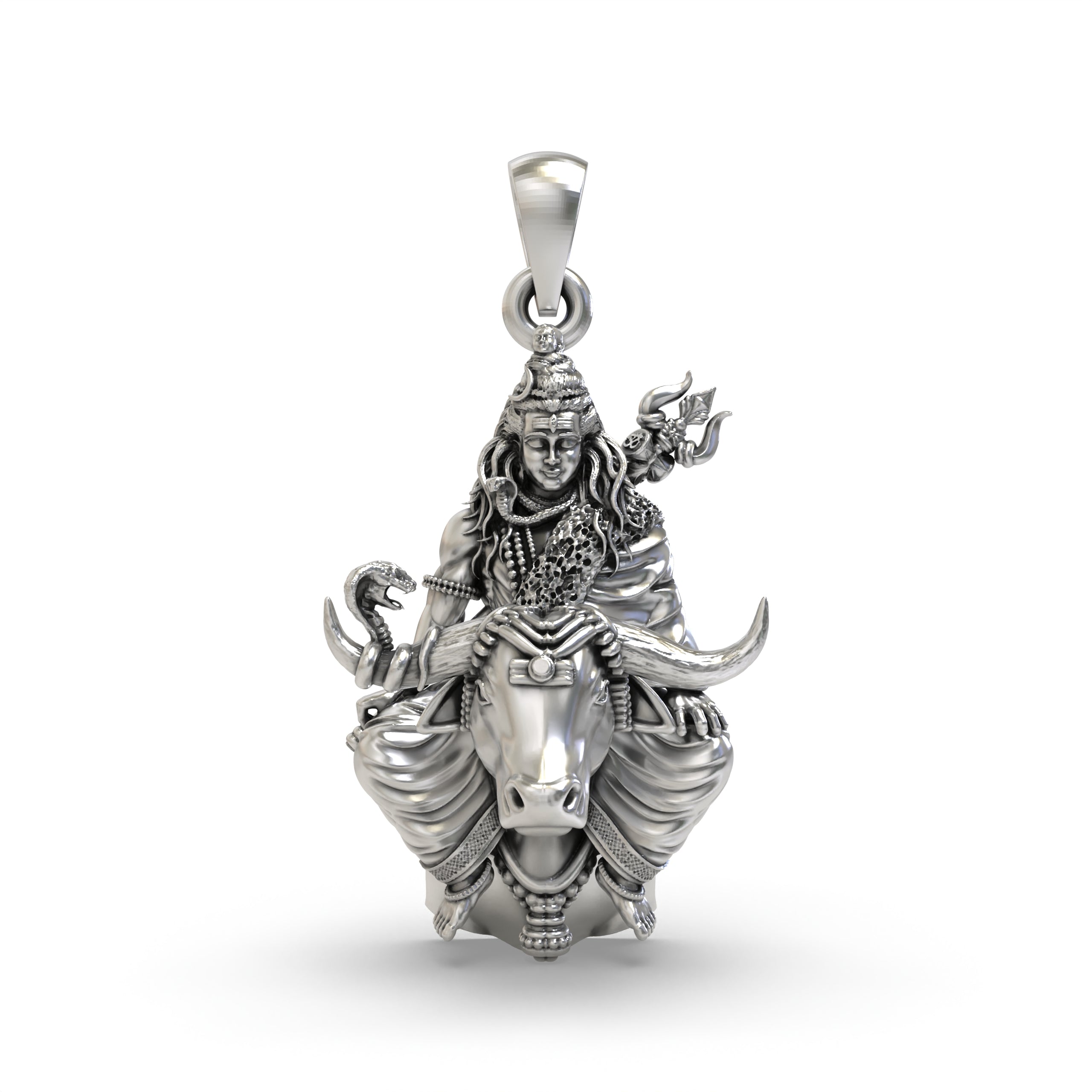 925 Silver Shiva on Nandi Pendant | Oxidised Antique Finish