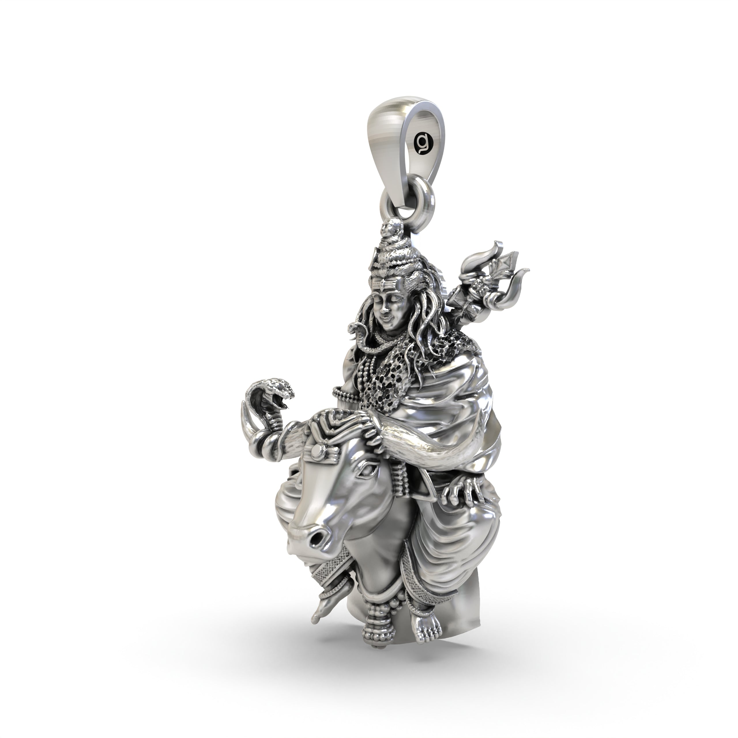 925 Silver Shiva on Nandi Pendant | Oxidised Antique Finish