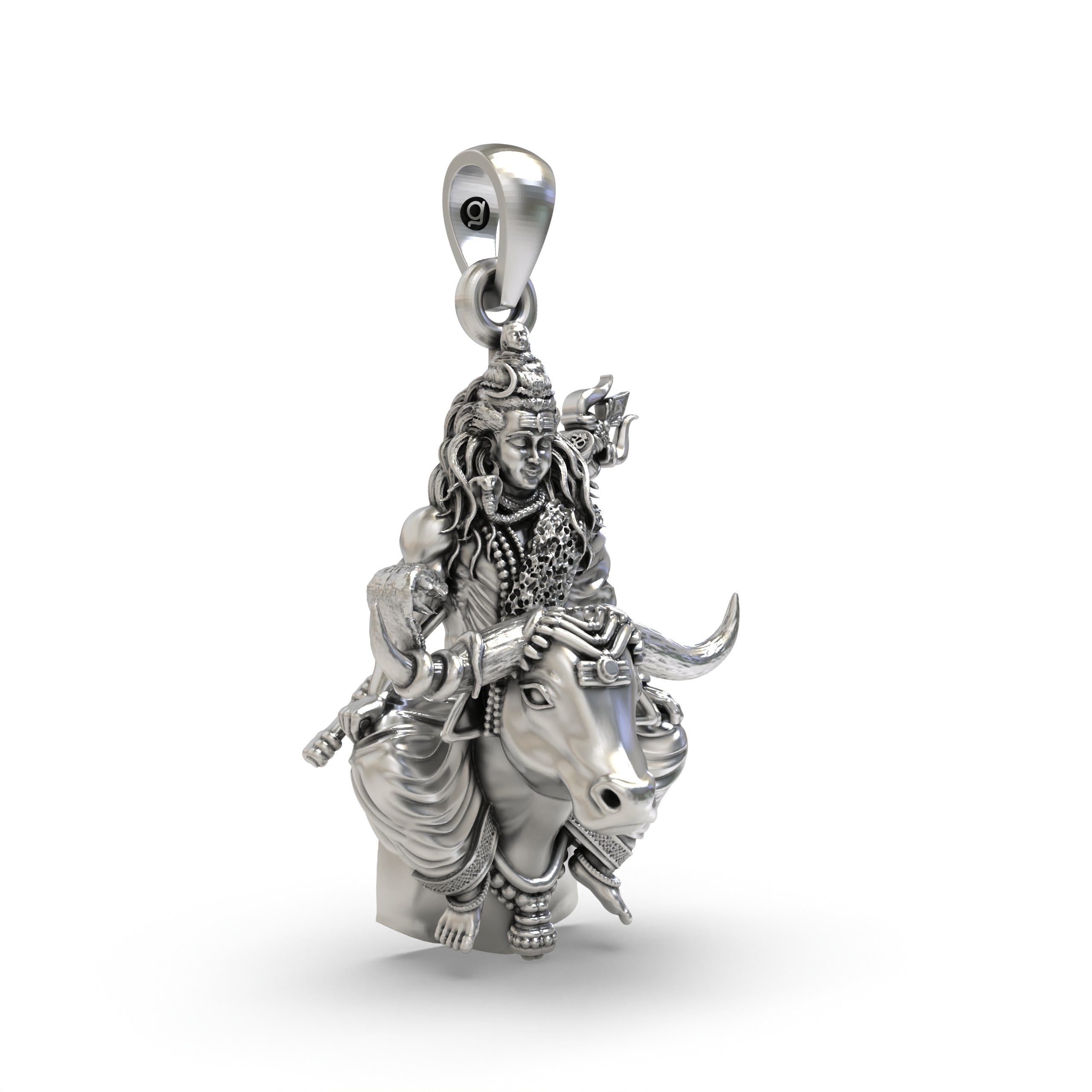 925 Silver Shiva on Nandi Pendant | Oxidised Antique Finish