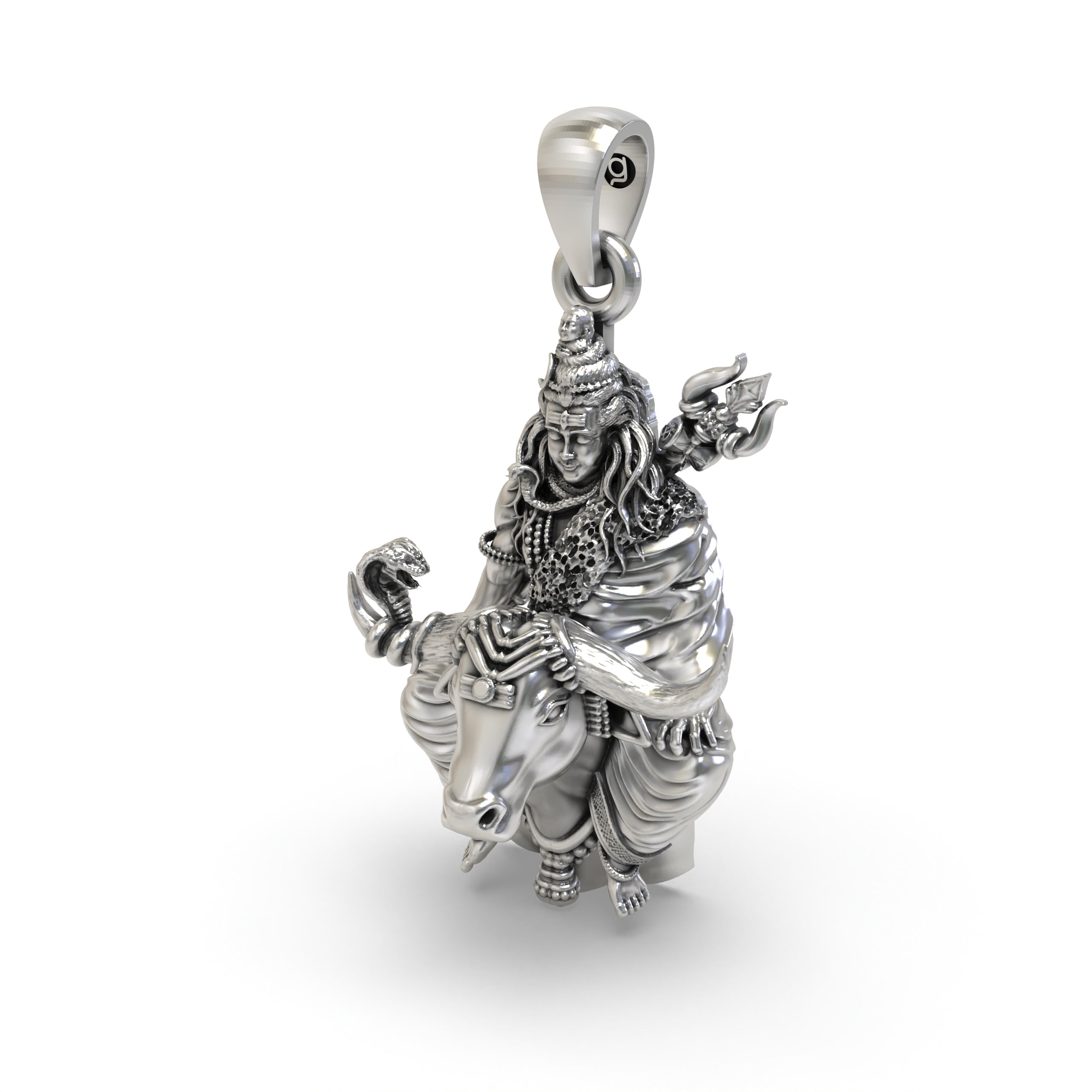 925 Silver Shiva on Nandi Pendant | Oxidised Antique Finish
