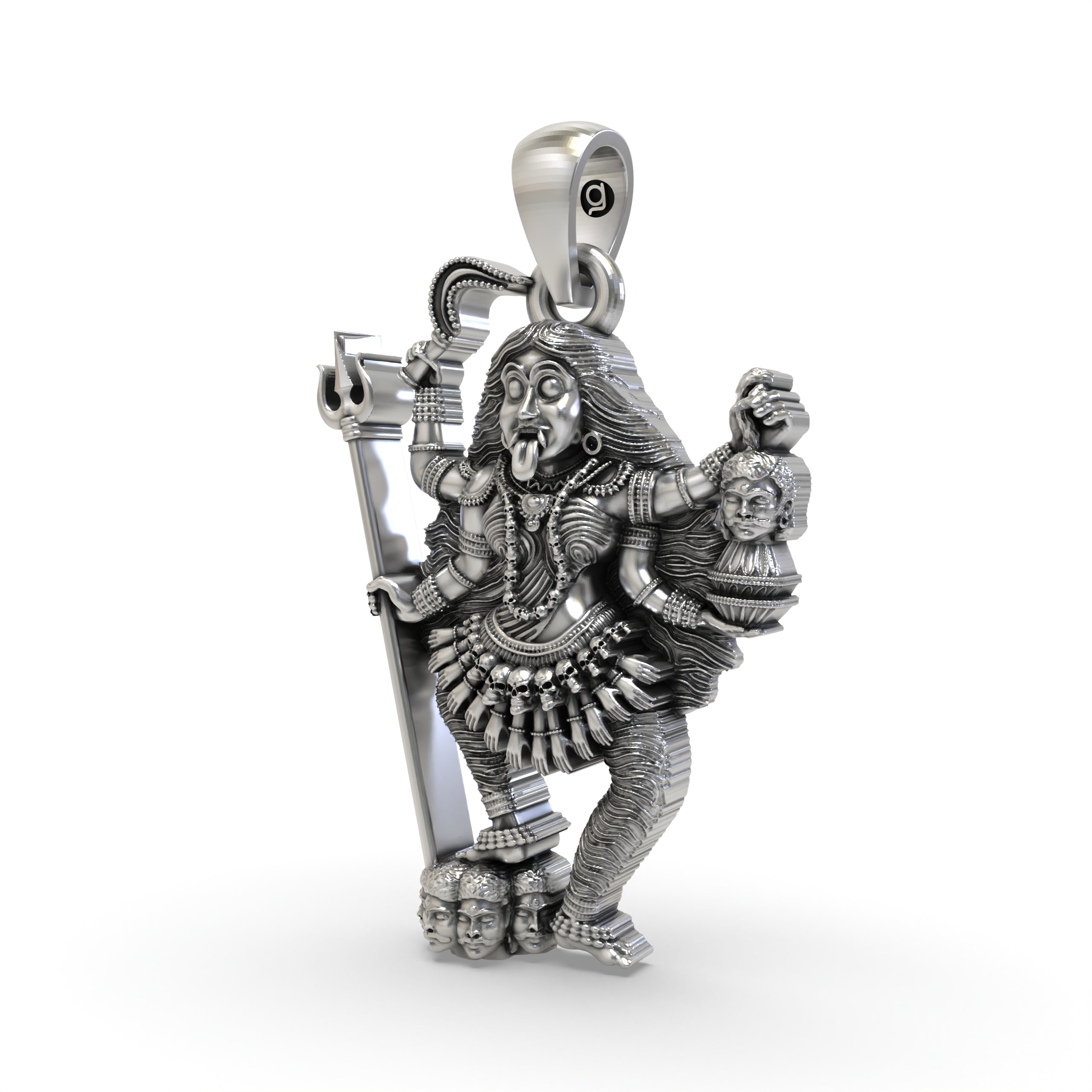 925 Silver Kalimaa Pendant | Oxidised Silver Hindu Goddess Jewelry | Divine Protection & Spiritual Blessings Necklace