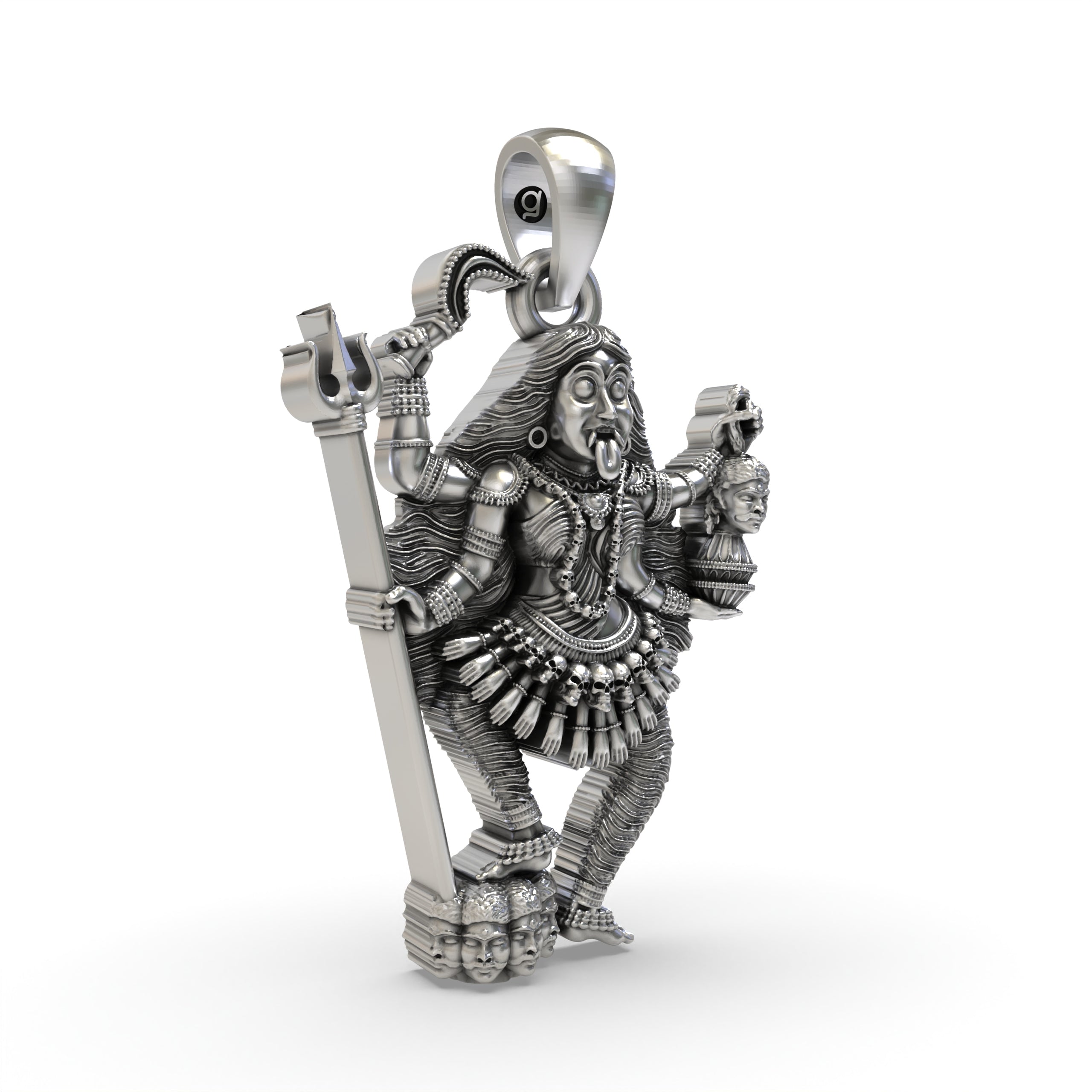 925 Silver Kalimaa Pendant | Oxidised Silver Hindu Goddess Jewelry | Divine Protection & Spiritual Blessings Necklace