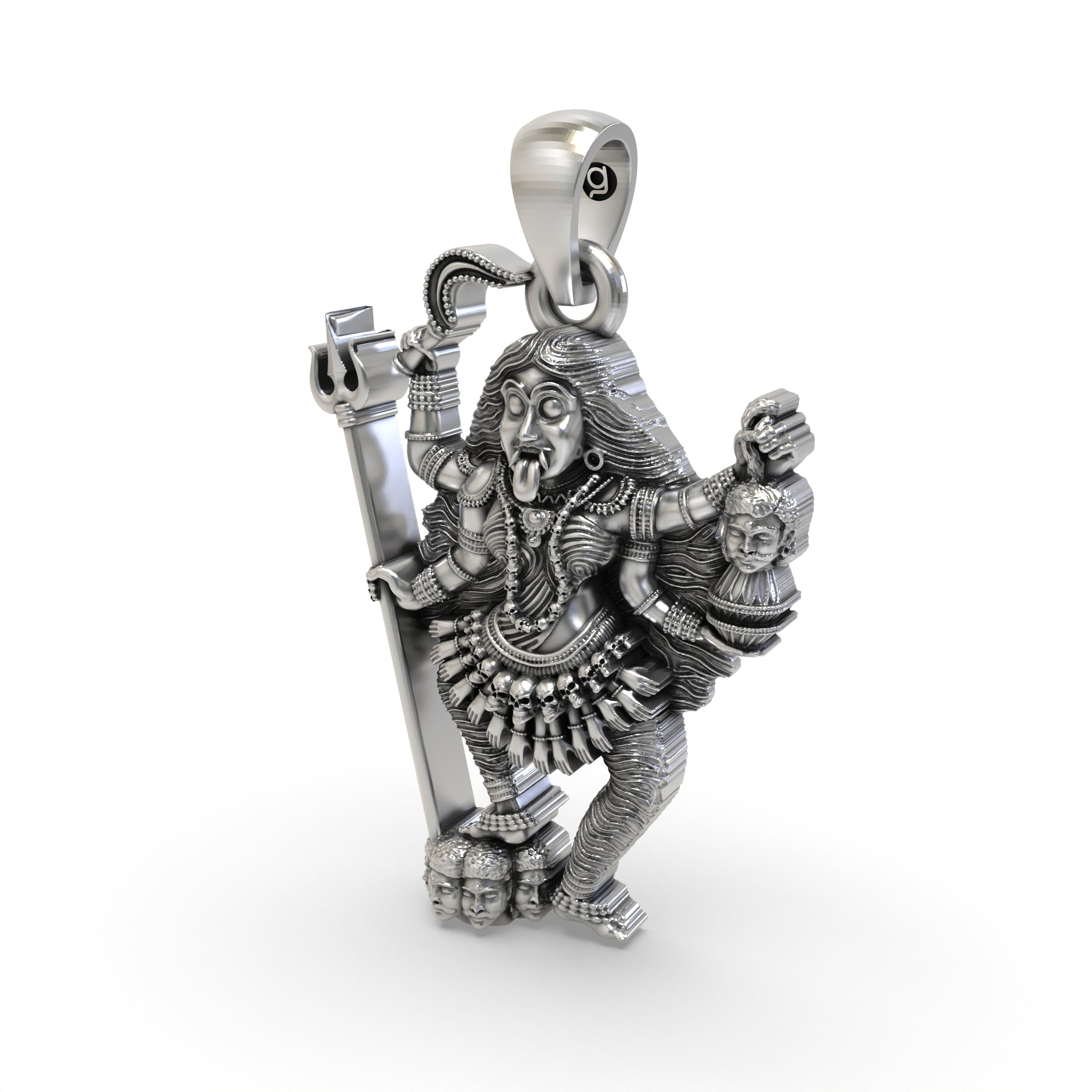 925 Silver Kalimaa Pendant | Oxidised Silver Hindu Goddess Jewelry | Divine Protection & Spiritual Blessings Necklace