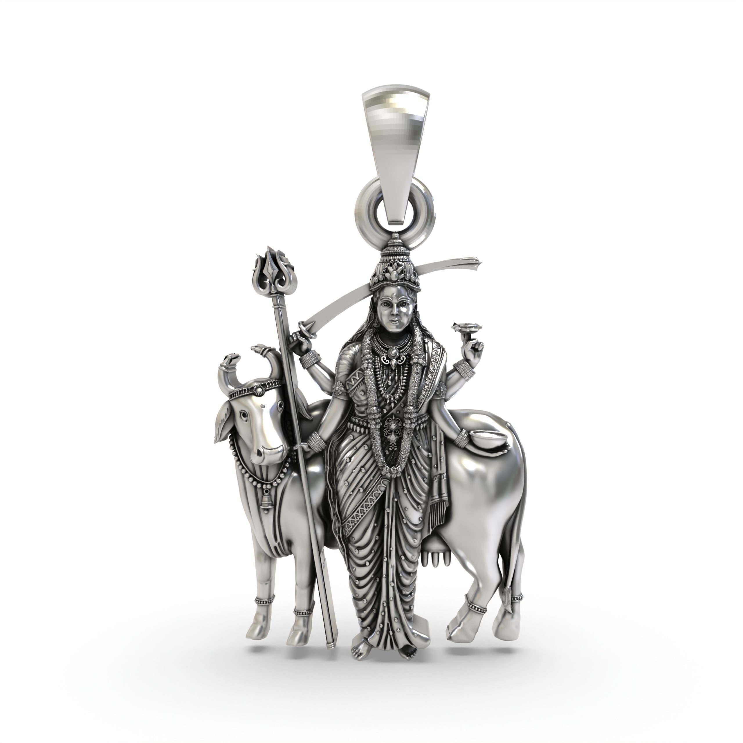 925 Silver Gatral Maa Pendant | Oxidised Silver Devi Jewelry