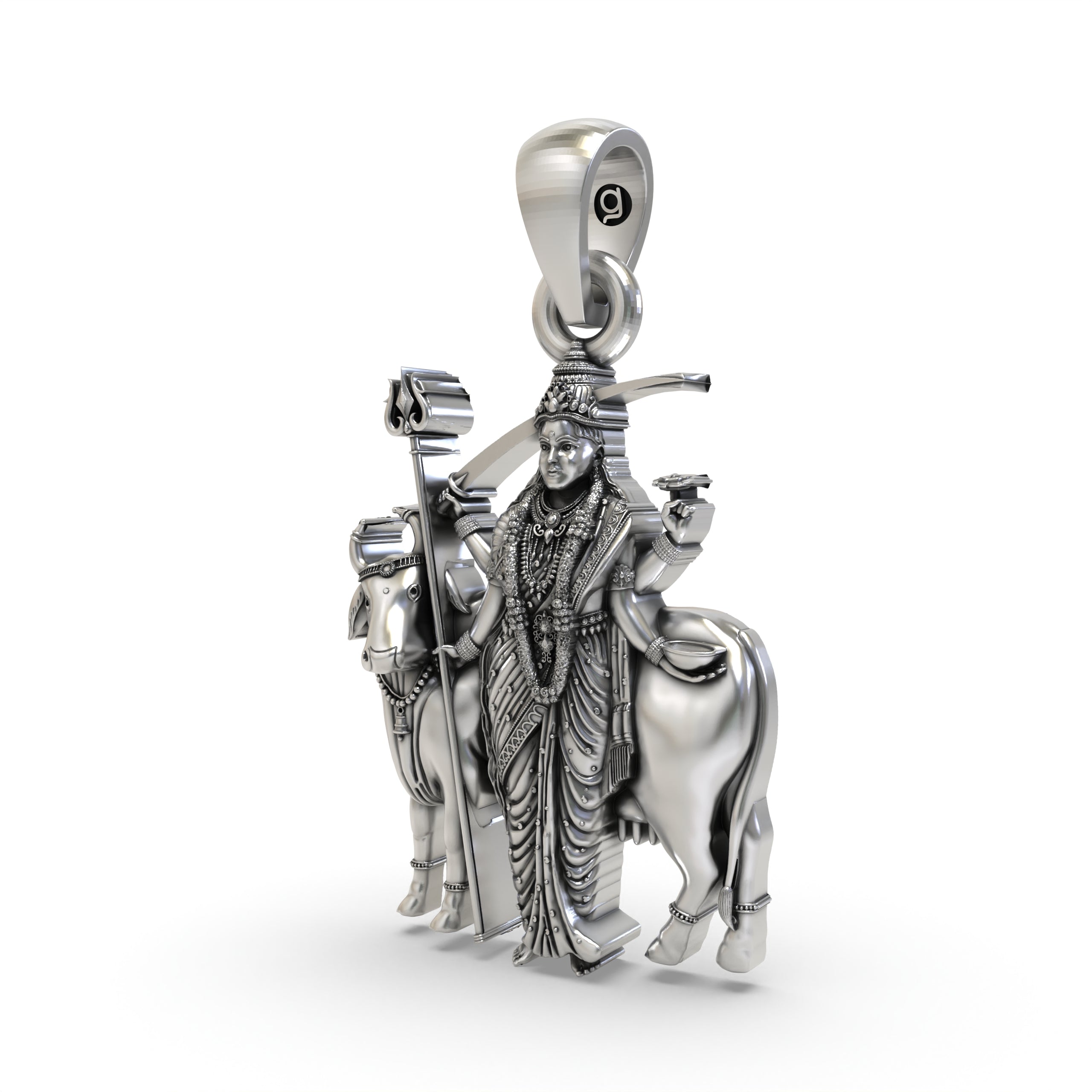 925 Silver Gatral Maa Pendant | Oxidised Silver Devi Jewelry