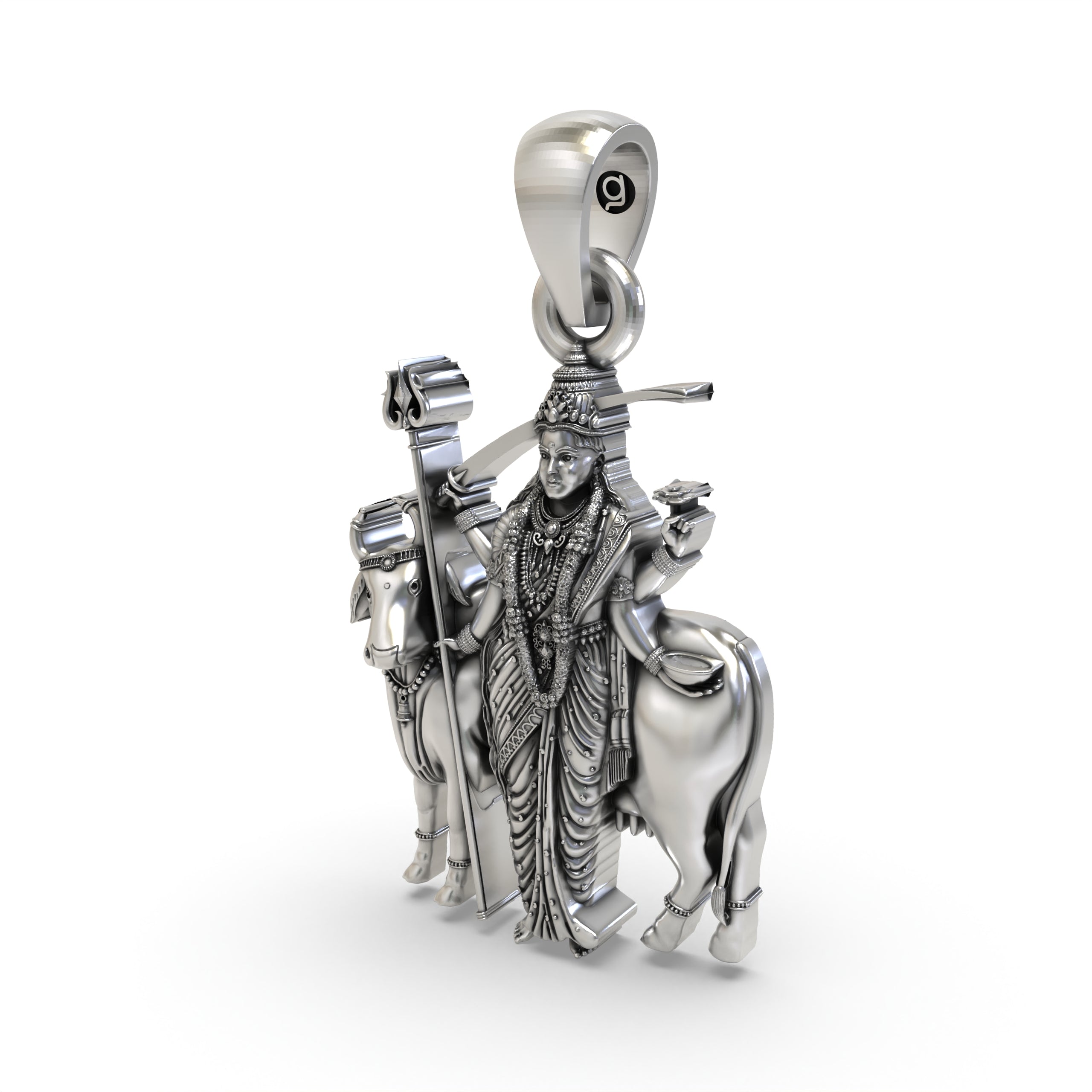 925 Silver Gatral Maa Pendant | Oxidised Silver Devi Jewelry