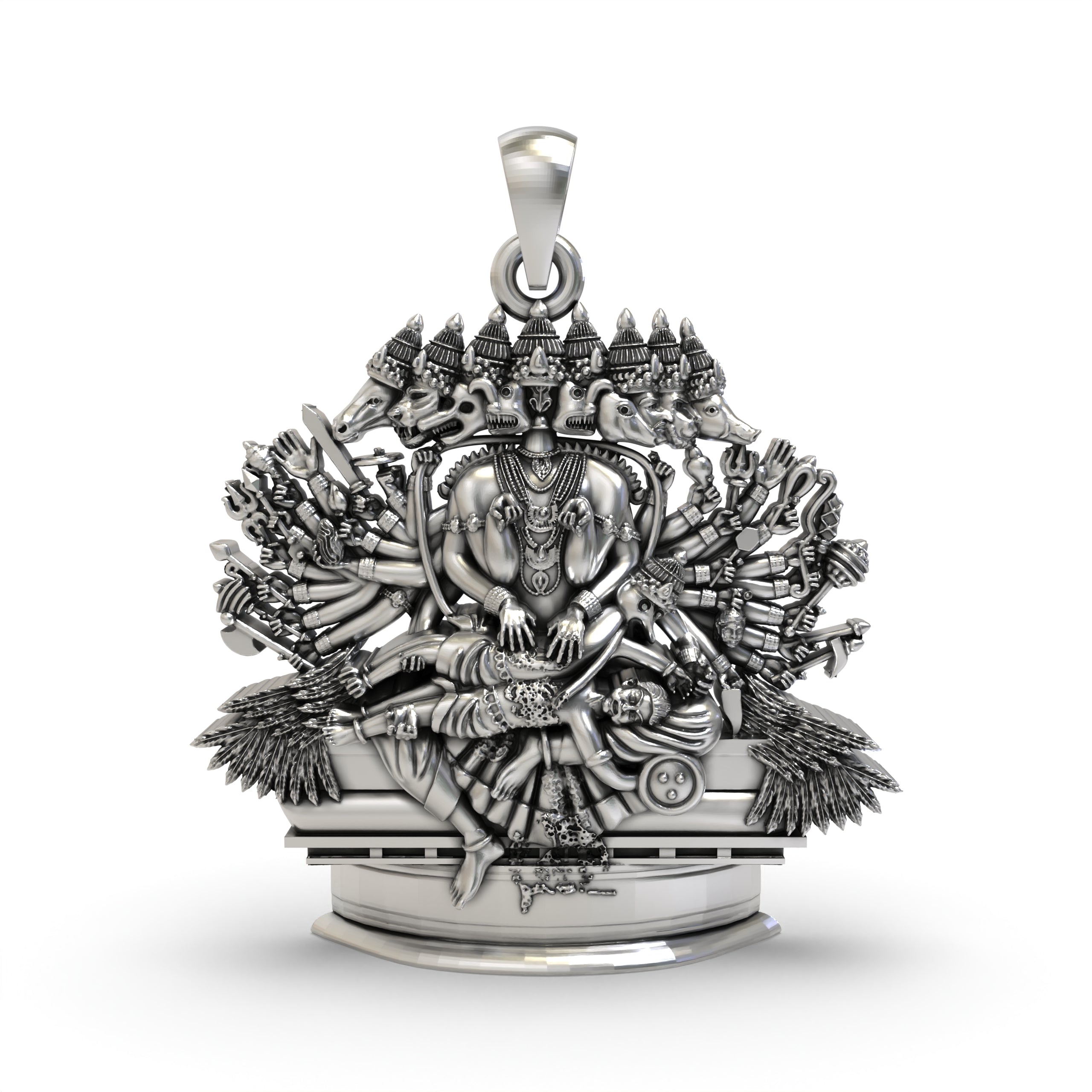 925 Silver Ashta Mukha Ganda Bherunda Pendant | Rare Fierce Form of Lord Narasimha