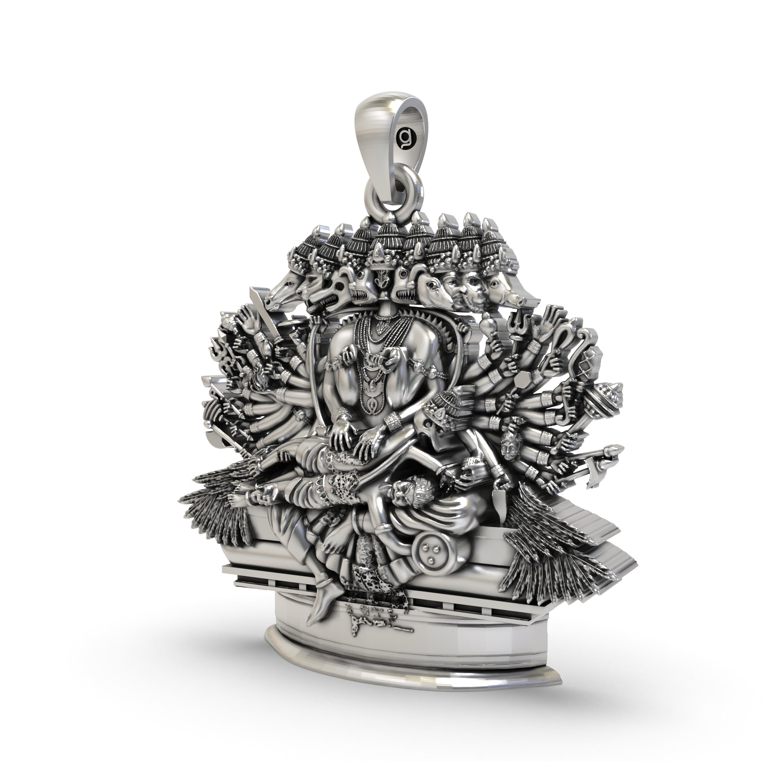 925 Silver Ashta Mukha Ganda Bherunda Pendant | Rare Fierce Form of Lord Narasimha
