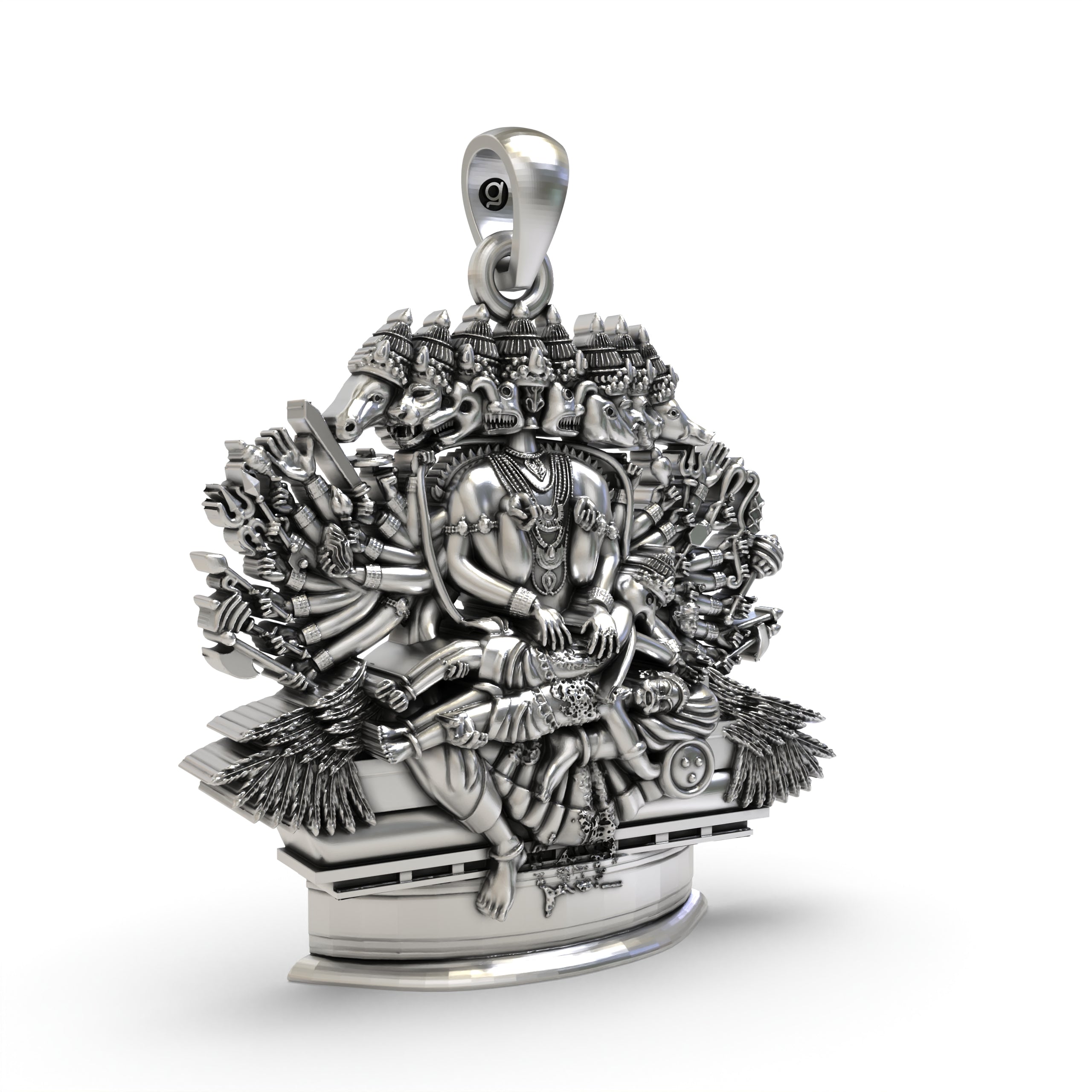 925 Silver Ashta Mukha Ganda Bherunda Pendant | Rare Fierce Form of Lord Narasimha