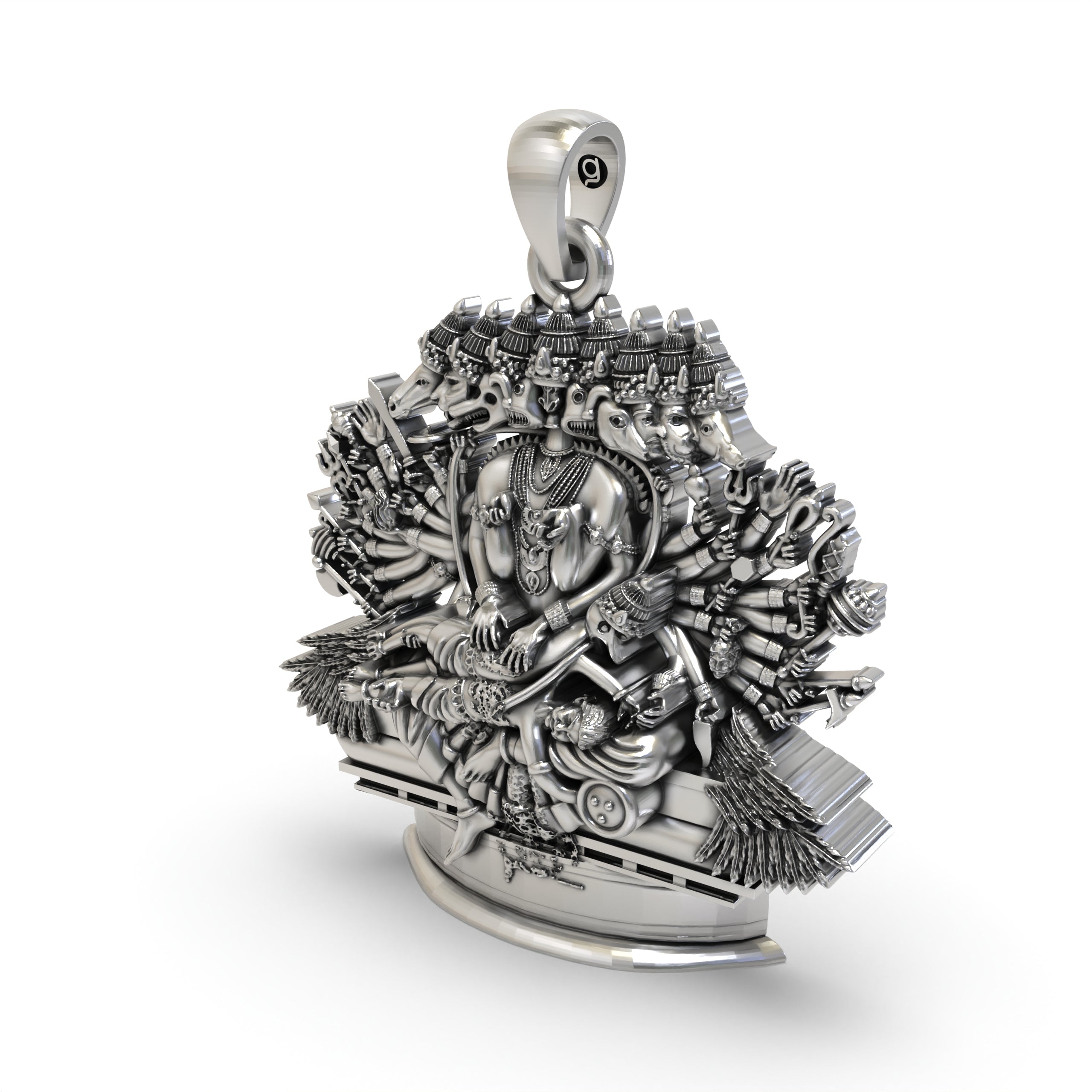 925 Silver Ashta Mukha Ganda Bherunda Pendant | Rare Fierce Form of Lord Narasimha