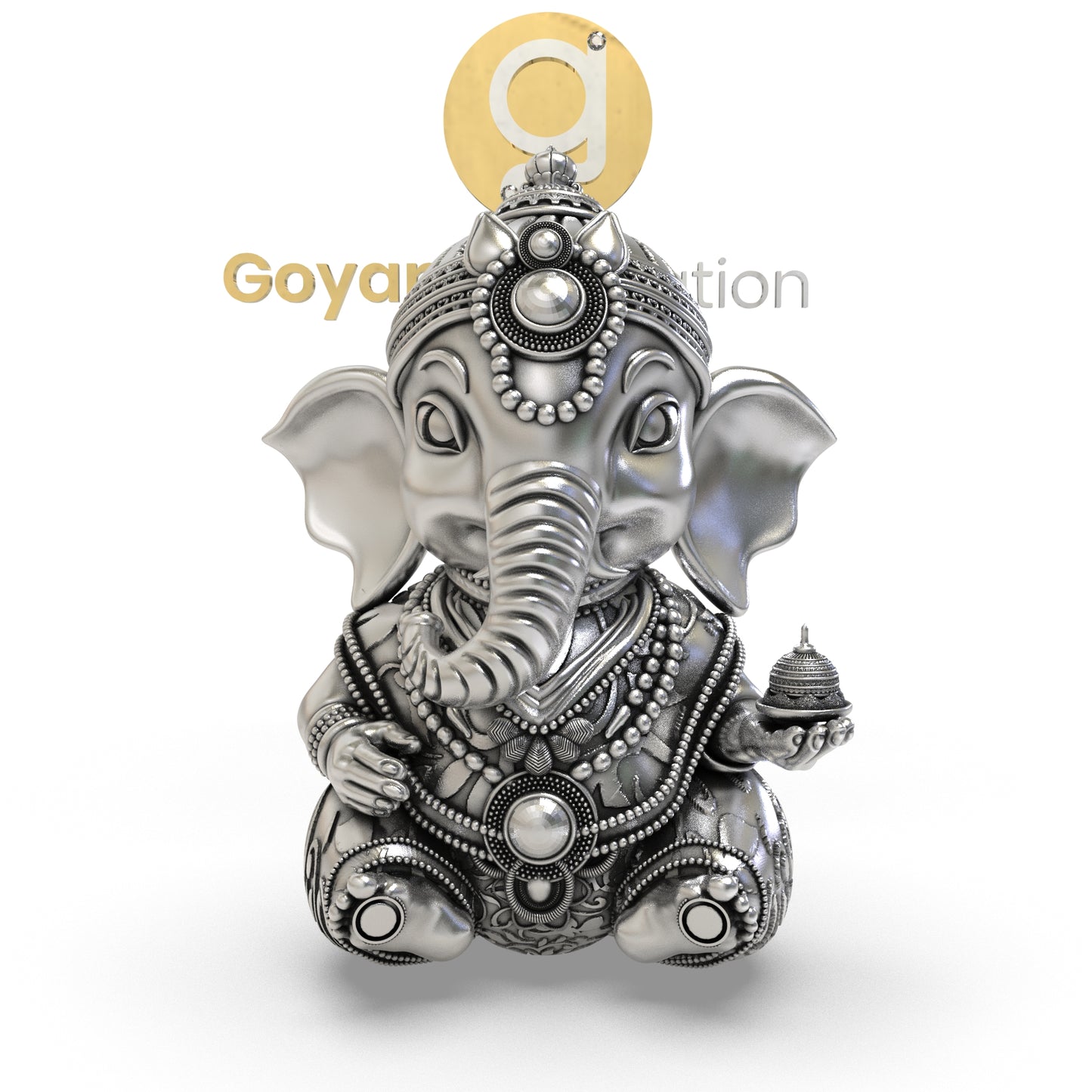 925 Silver Ganesha 3D Idol