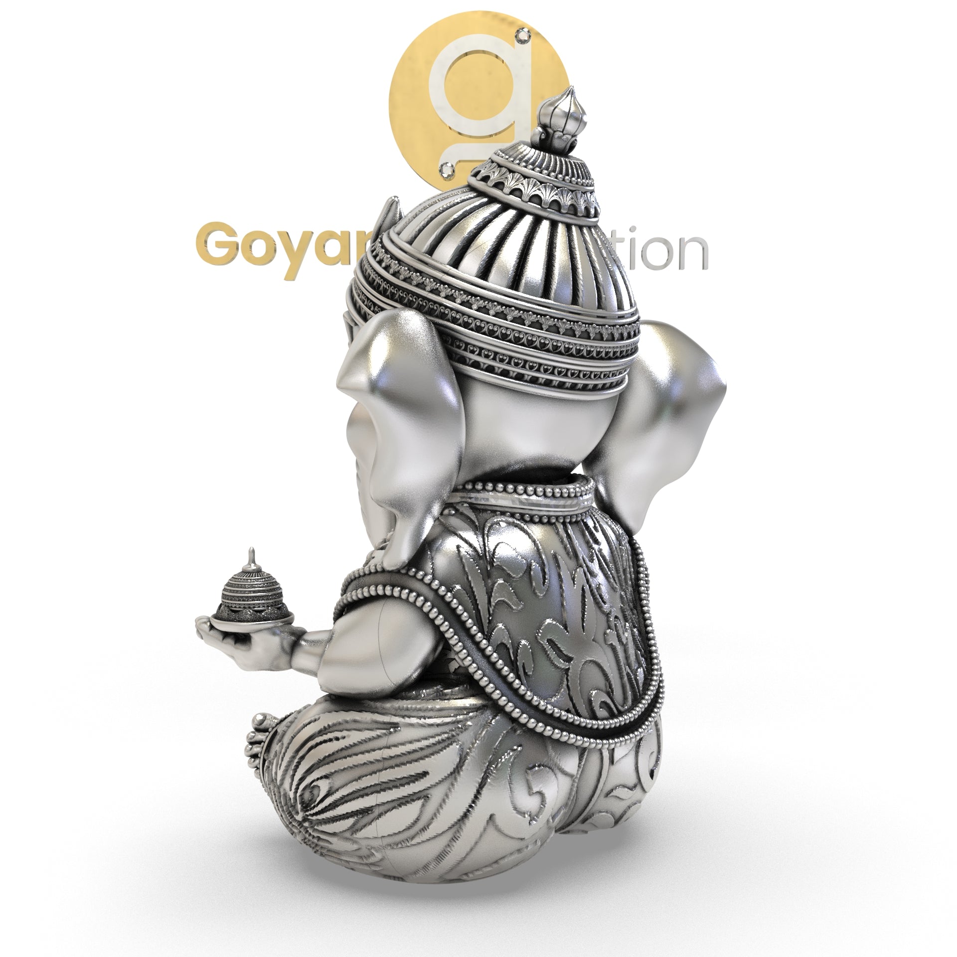 925 Silver Ganesha 3D Idol