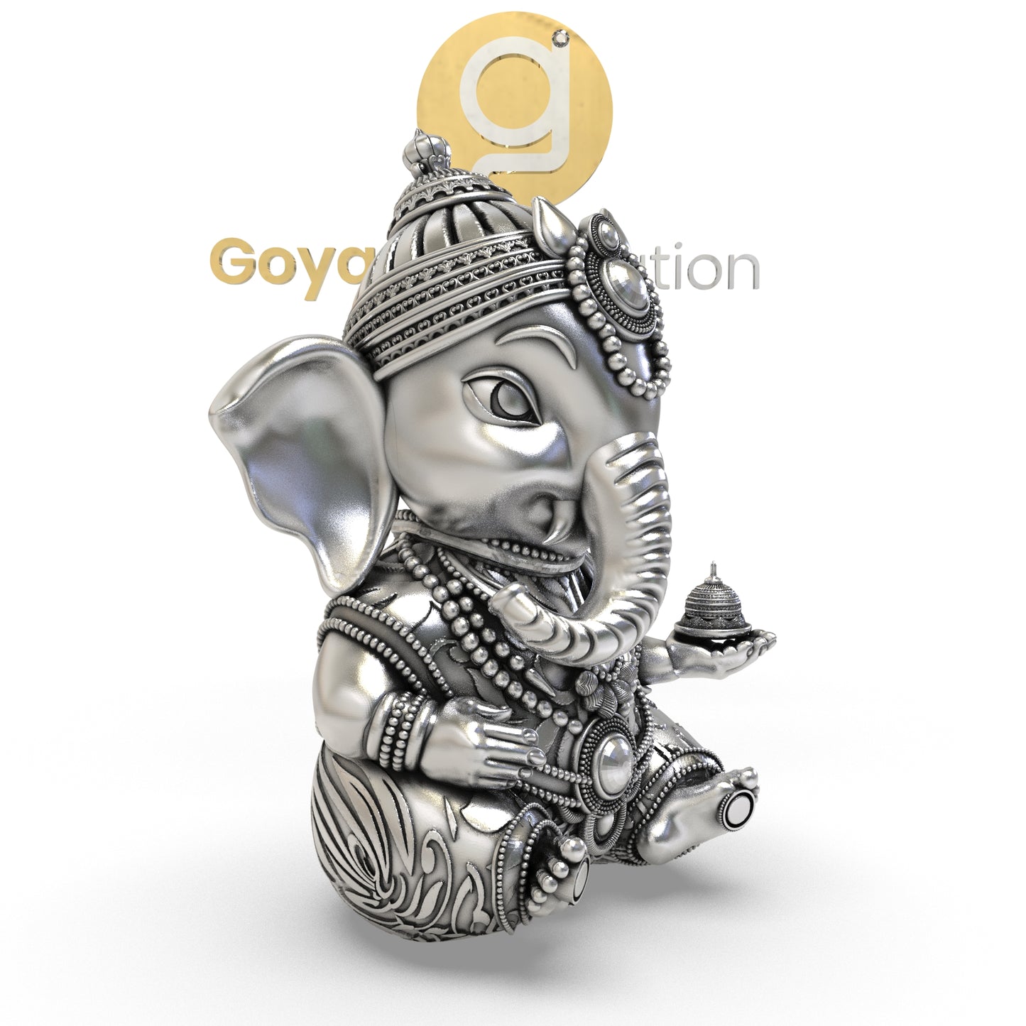 925 Silver Ganesha 3D Idol