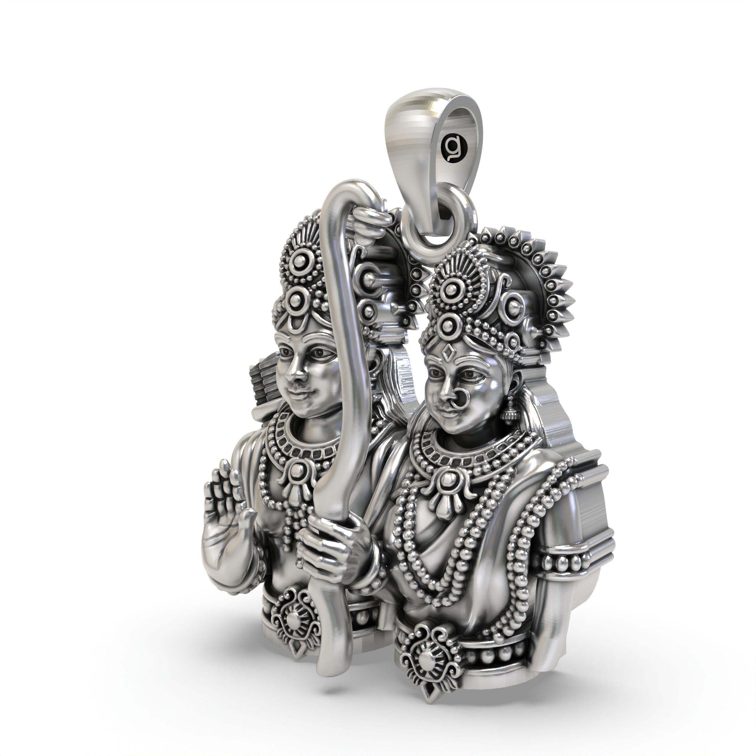 925 Sterling Silver Ram Sita Pendant