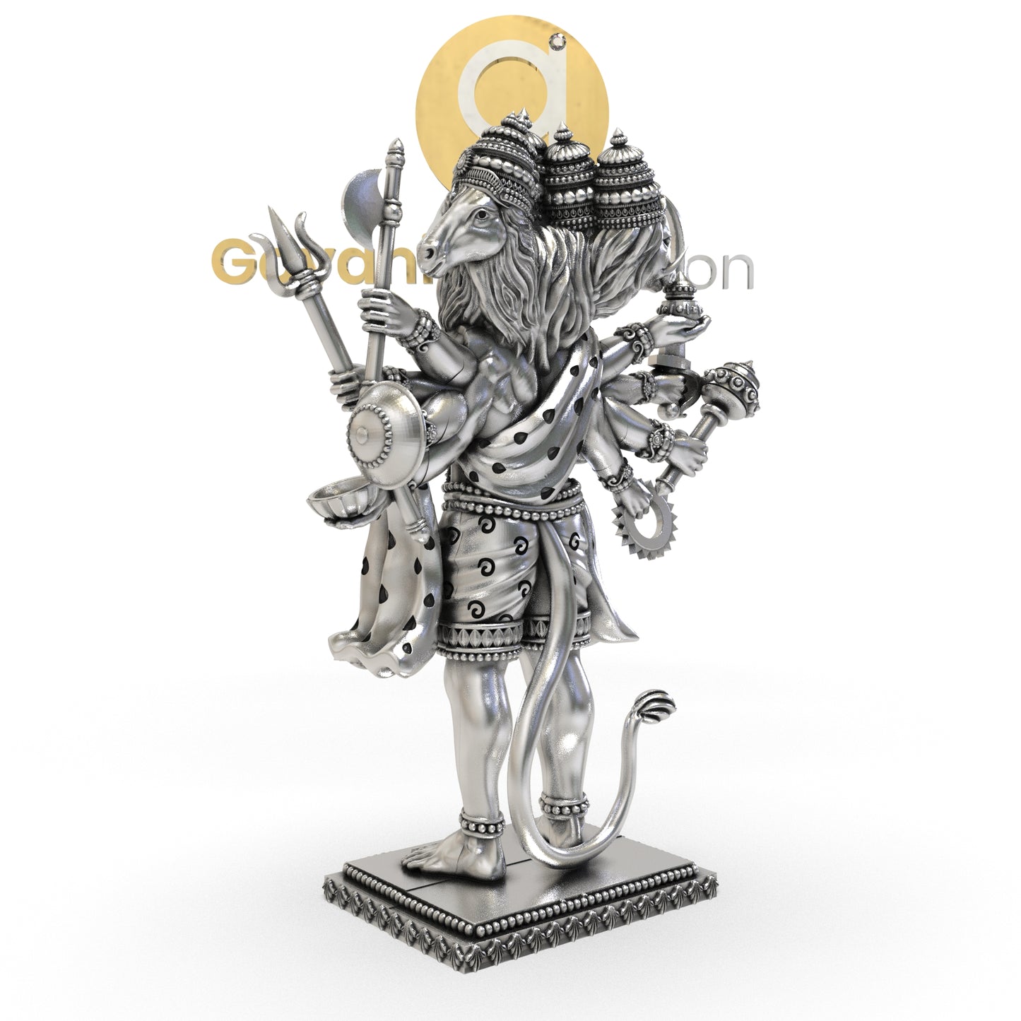 925 Silver Panchmukhi Hanumanji 3D Idol