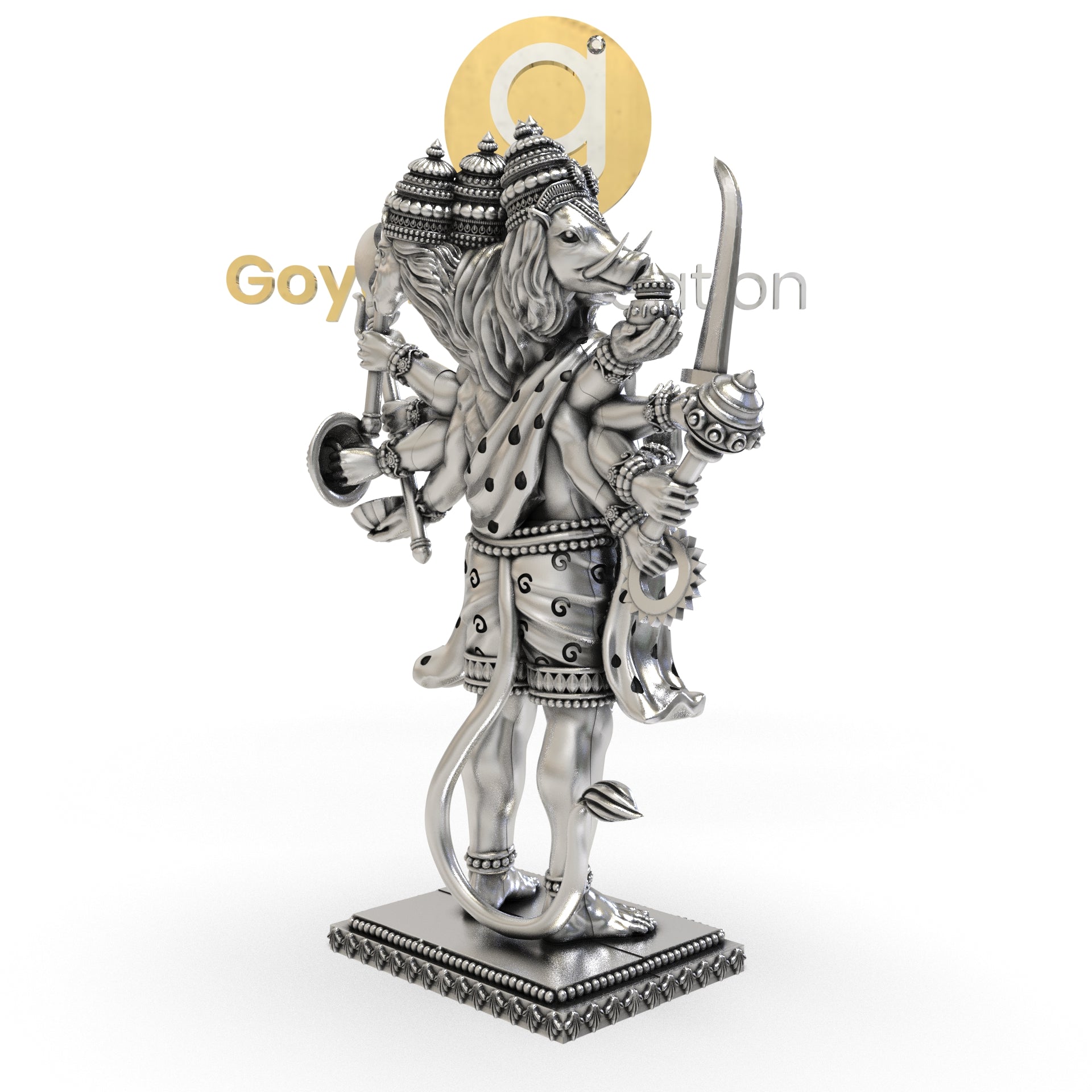 925 Silver Panchmukhi Hanumanji 3D Idol