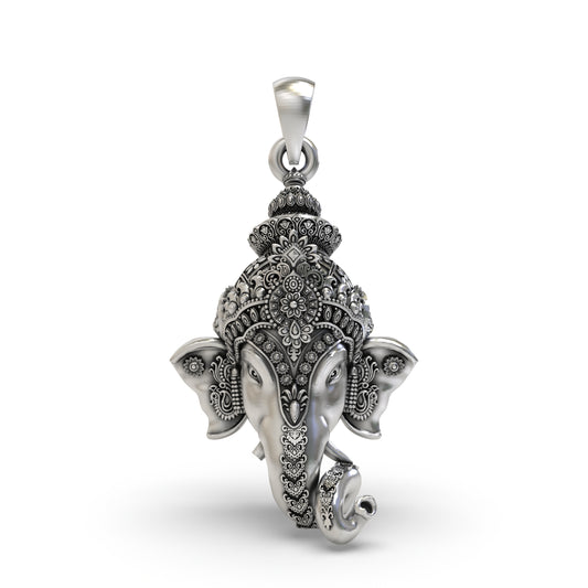 925 Silver Ganpati Face Pendant