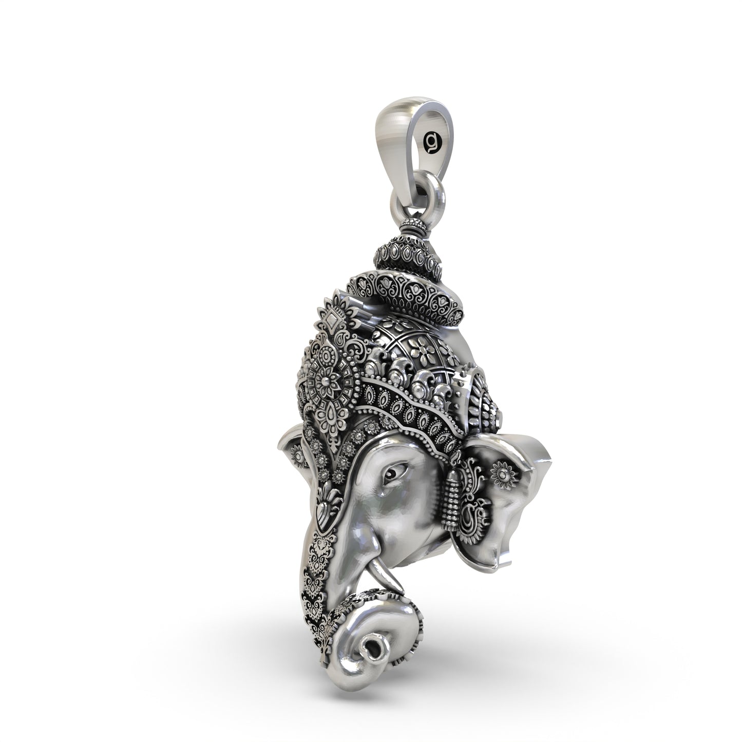 925 Silver Ganpati Face Pendant