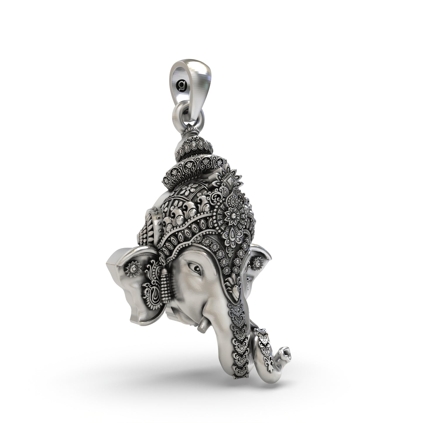 925 Silver Ganpati Face Pendant