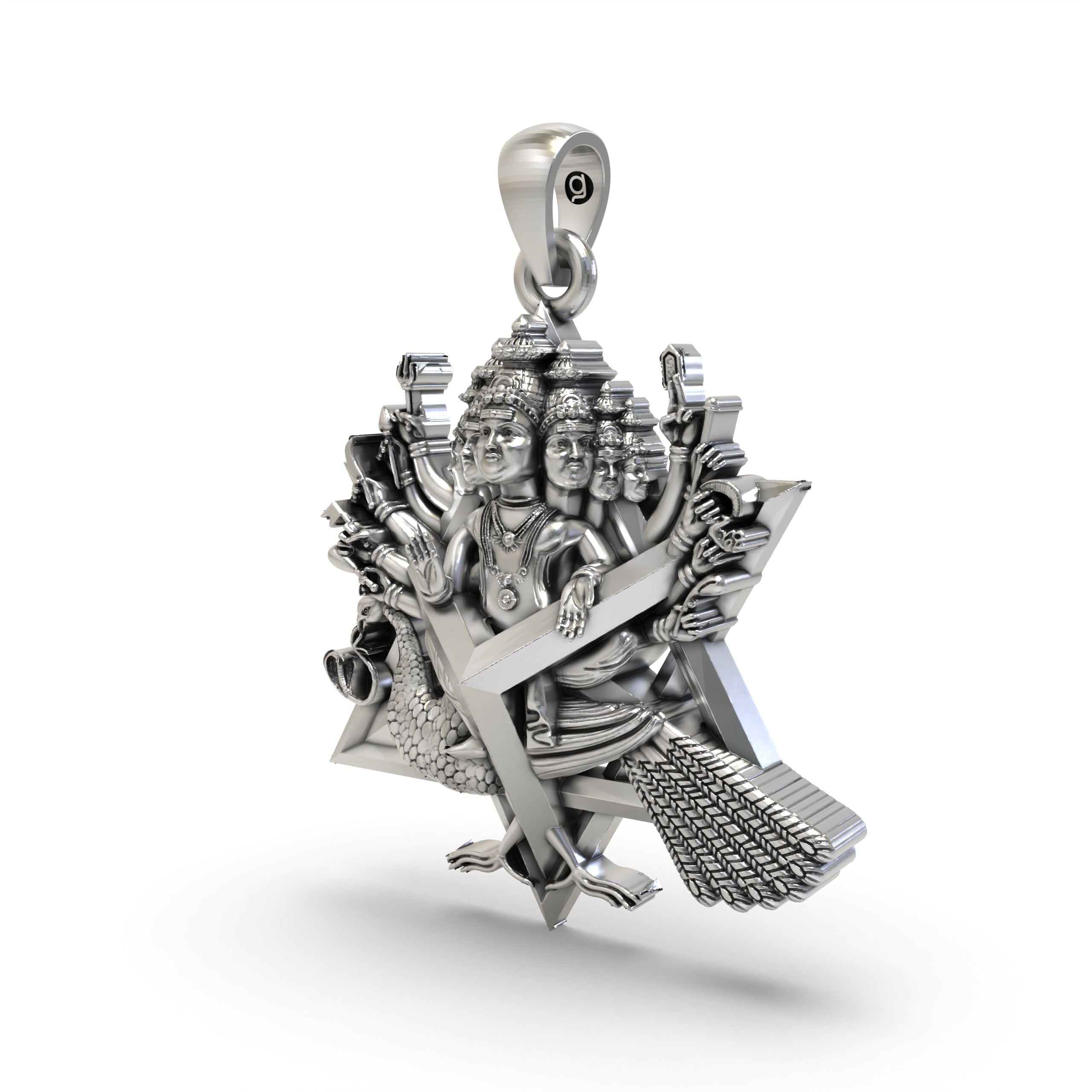 925 Silver Shanmukha Pendant – Lord Murugan Six-Faced God Locket | Arumugan, Skanda, Kartikeya, Subramanya, Kumara Hindu Jewelry