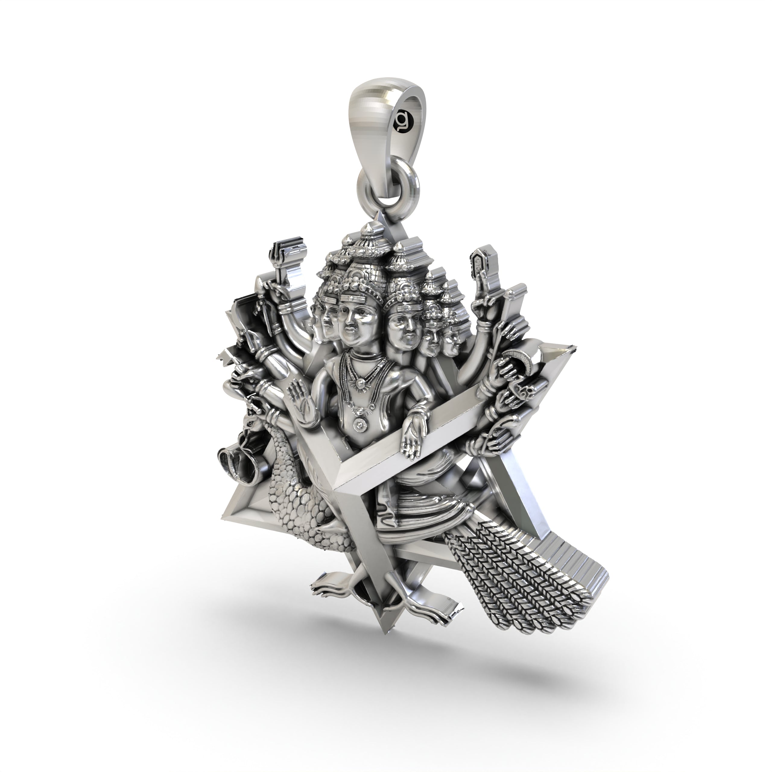 925 Silver Shanmukha Pendant – Lord Murugan Six-Faced God Locket | Arumugan, Skanda, Kartikeya, Subramanya, Kumara Hindu Jewelry