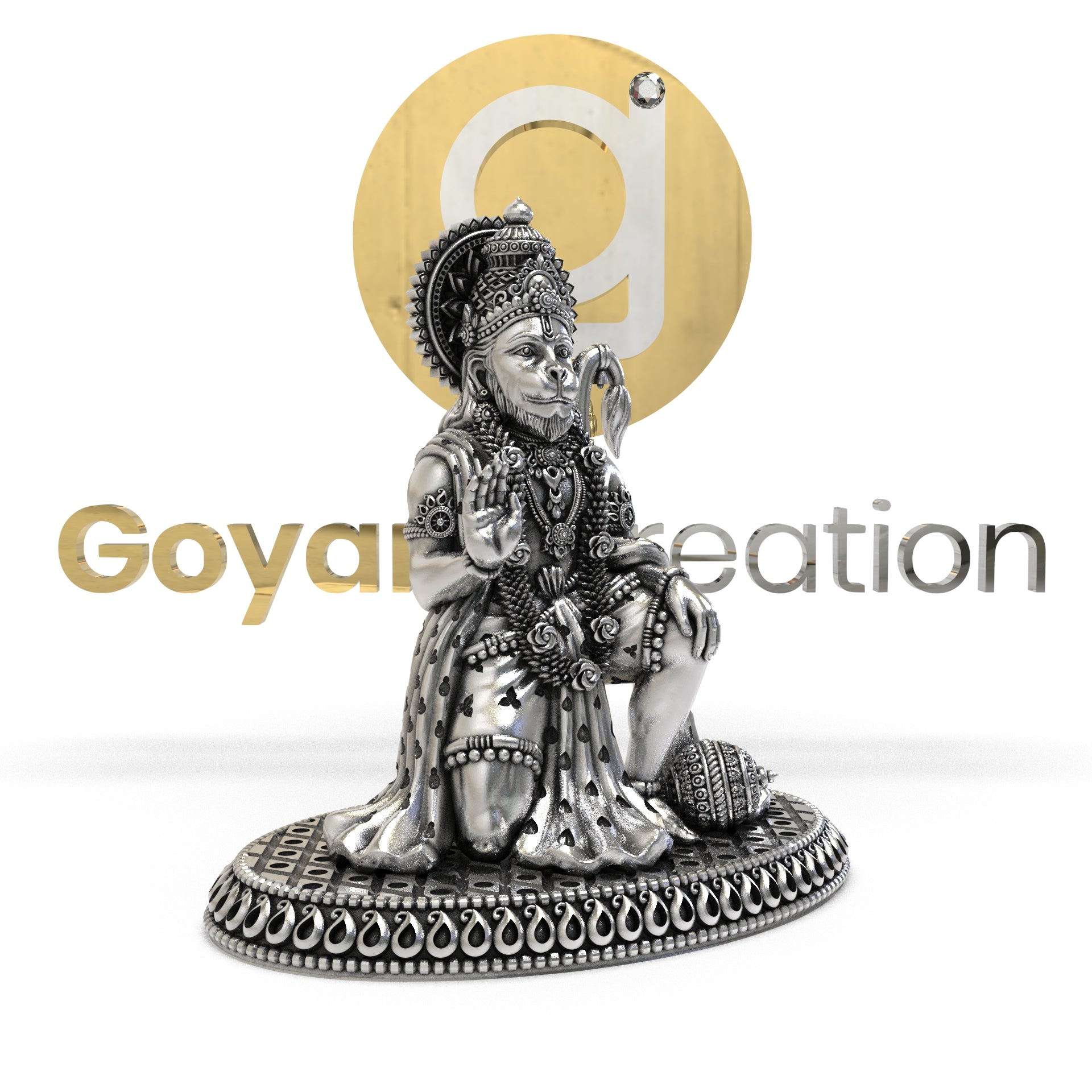 925 Silver Hanumanji 3D Idol